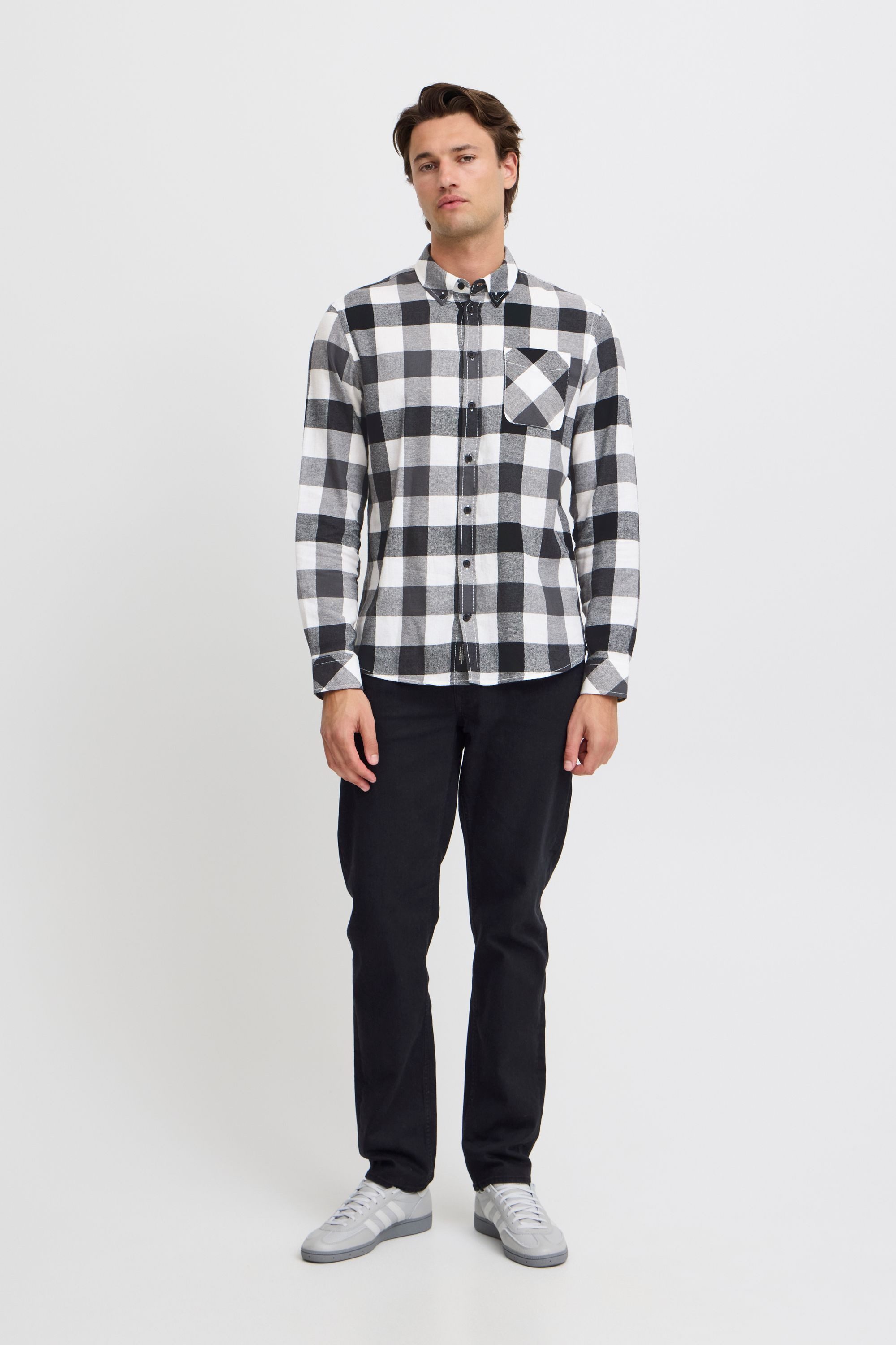 Blend Langarmhemd BHShirt Stilvolles kariertes Langarmhemd mit Brusttasche