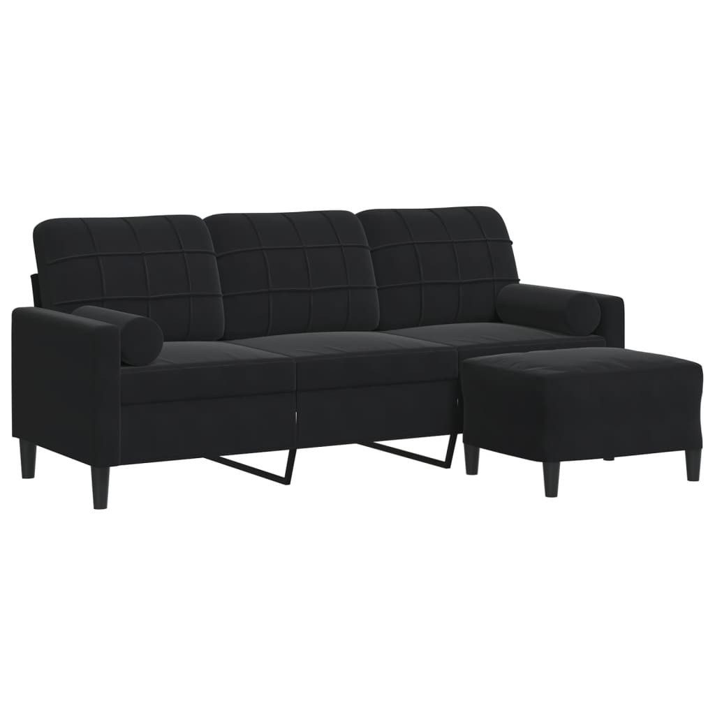 vidaXL Sofa 3-Sitzer-Sofa mit Hocker Schwarz günstig online kaufen
