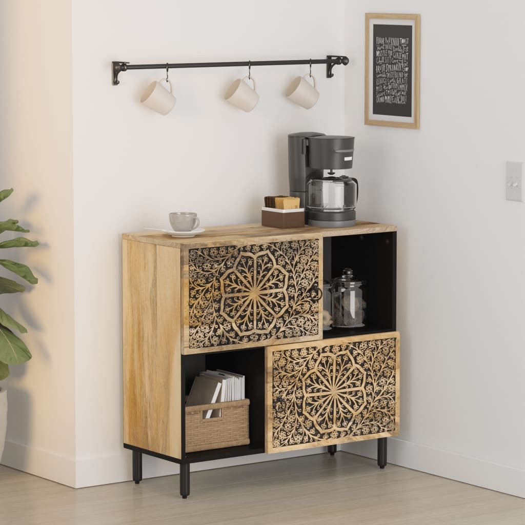 vidaXL Sideboard, Beistellschrank 80x33x75 cm Massivholz Mango