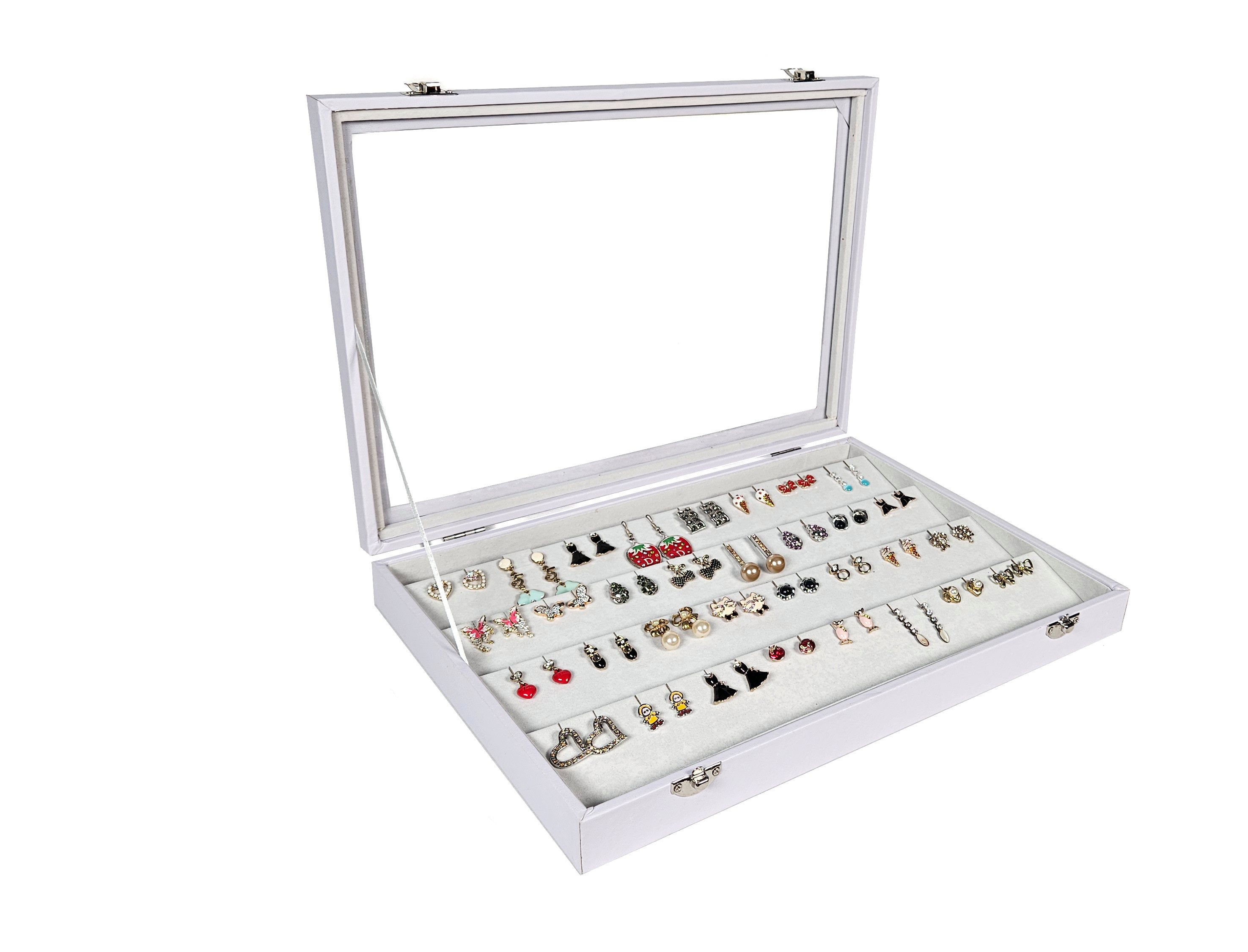 Yudu Schmuckkasten Schmucklade Schmuckkasten Schaukasten mit Glasdeckel Weiss