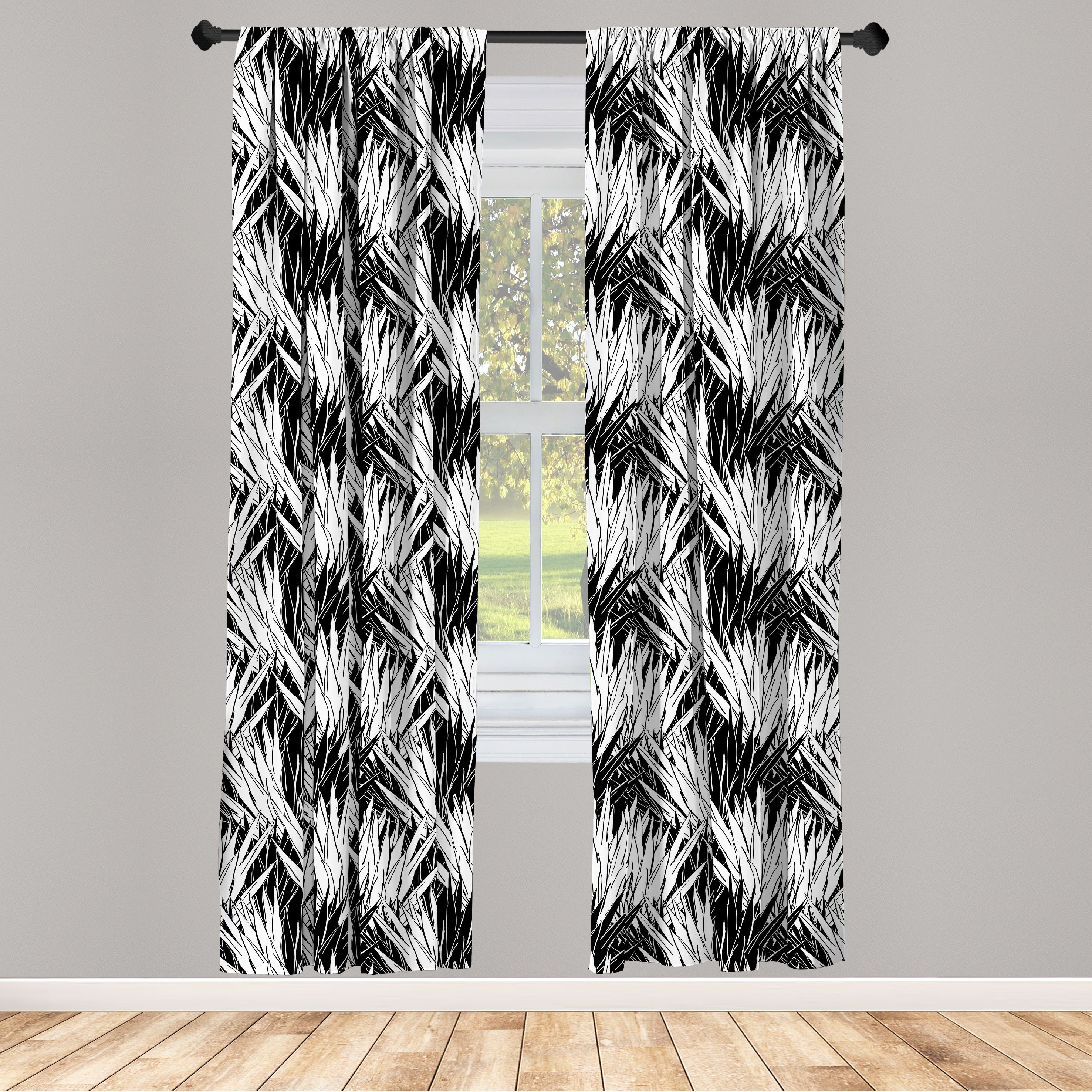 Gardine Vorhang für Wohnzimmer Schlafzimmer Dekor, Abakuhaus, Microfaser, Tropisch Monochrome Simplistic Palm