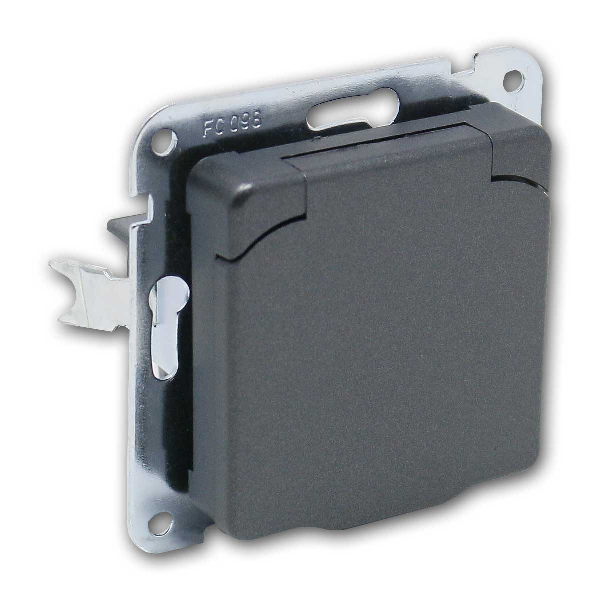 ChiliTec Unterputz-Steckdose MILOS Steckdose mit Deckel IP40 anthrazit oh Rahme