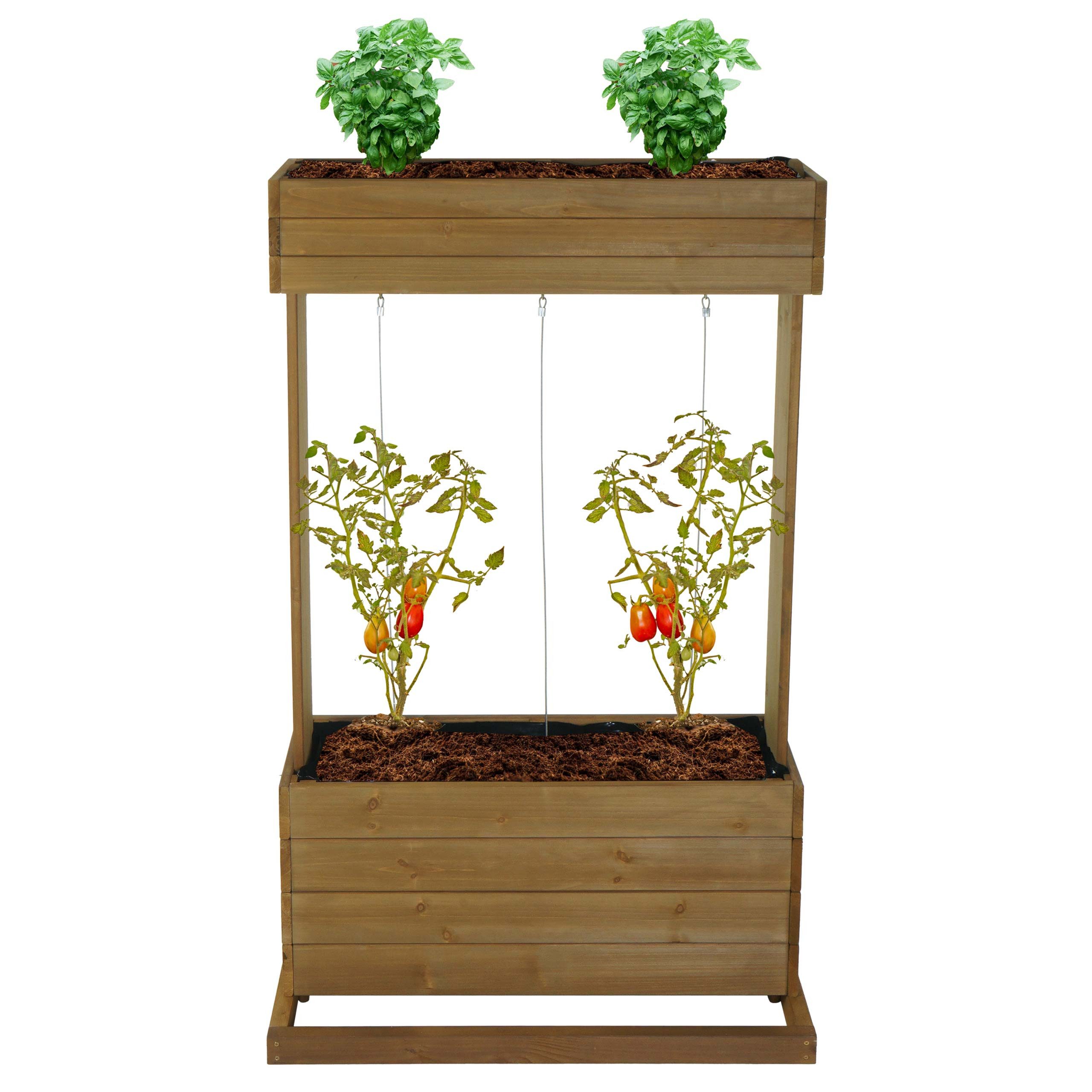 PROREGAL® Hochbeet 145x85x50cm Pflanzkasten Rankhilfe Pflanzkübel Braun Outdoor Holz