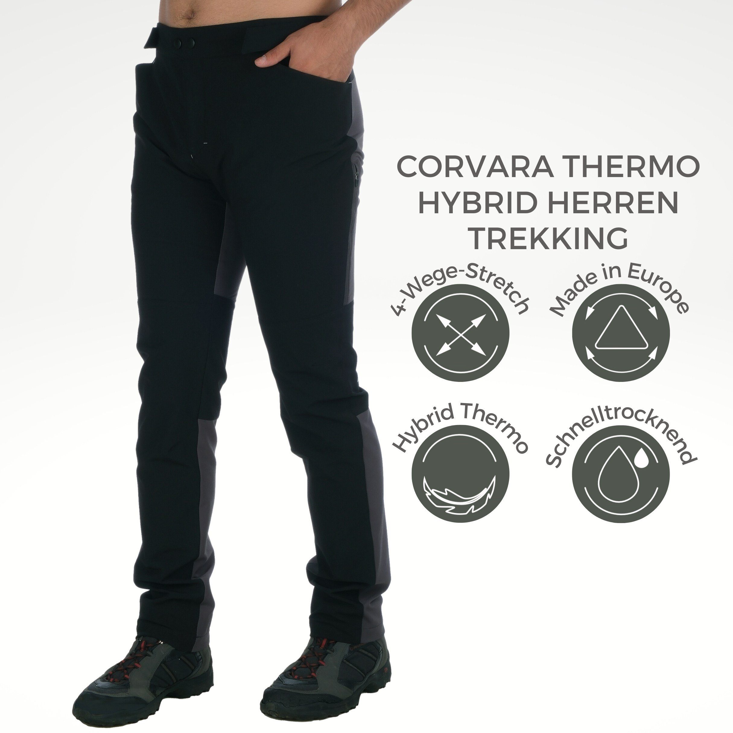 Herren Black Trekkinghose 50 Outdoor Winter Hose Thermo Kaymountain Hybrid Corvara Wander