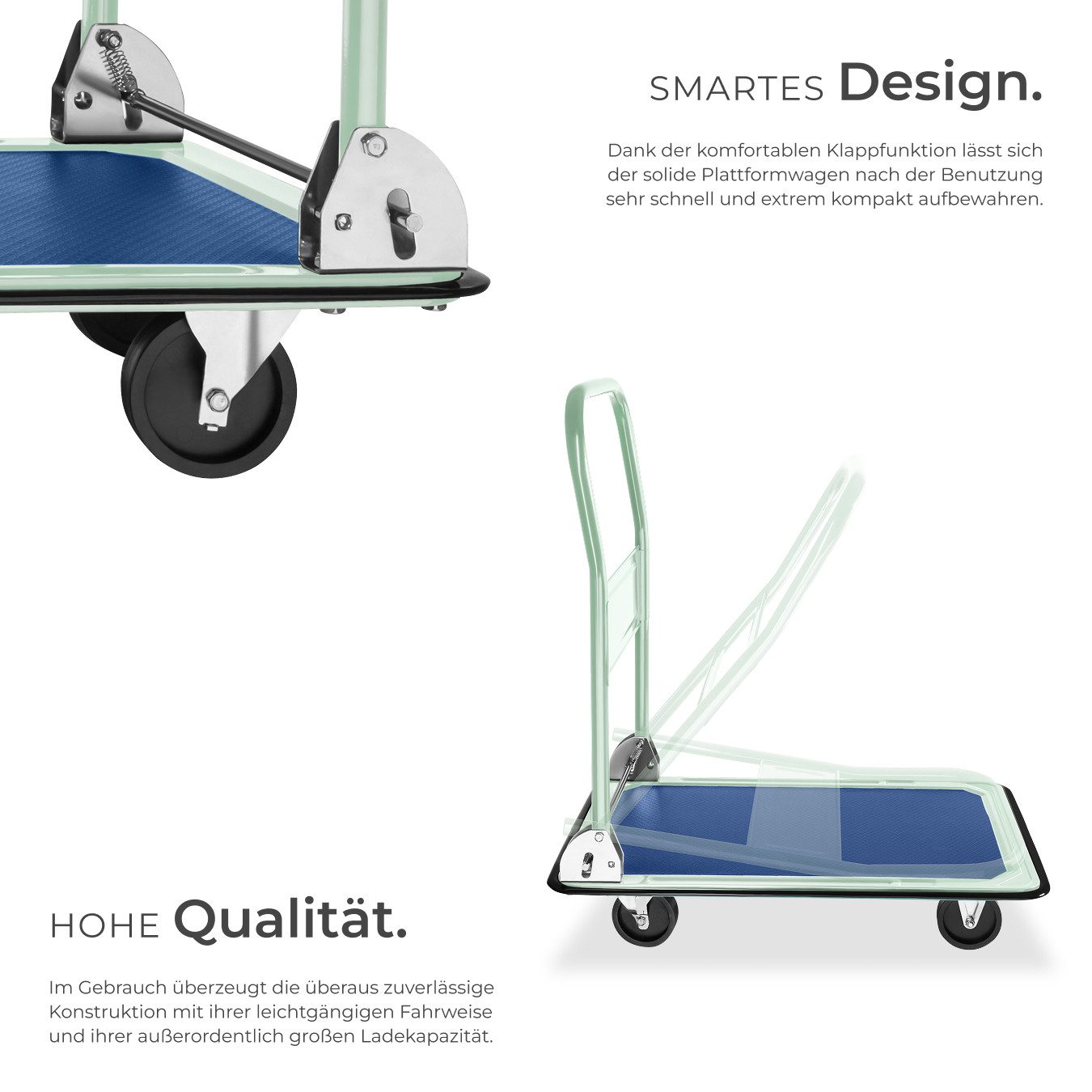 tectake transport trolley platform trolley (set), folding handle