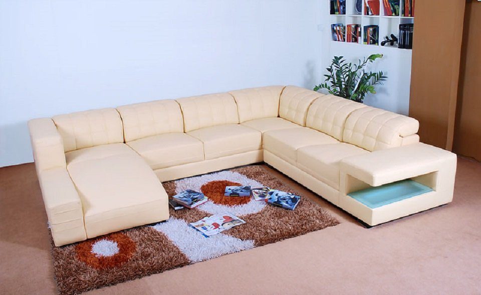 JVmoebel Ecksofa Designer Sofa Couch Ecksofa mit Hocker Polster Garnitur, Made in Europe Beige