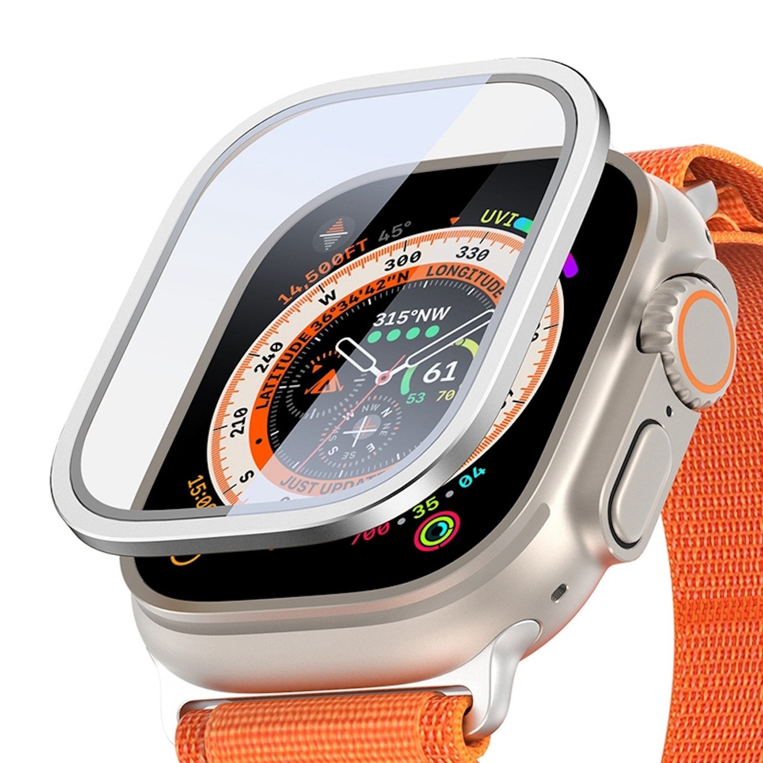 Wigento Smartwatch-Hülle Für Apple Watch Ultra 1 + 2 49mm Aluminiumlegierung Hülle + Hart Glas