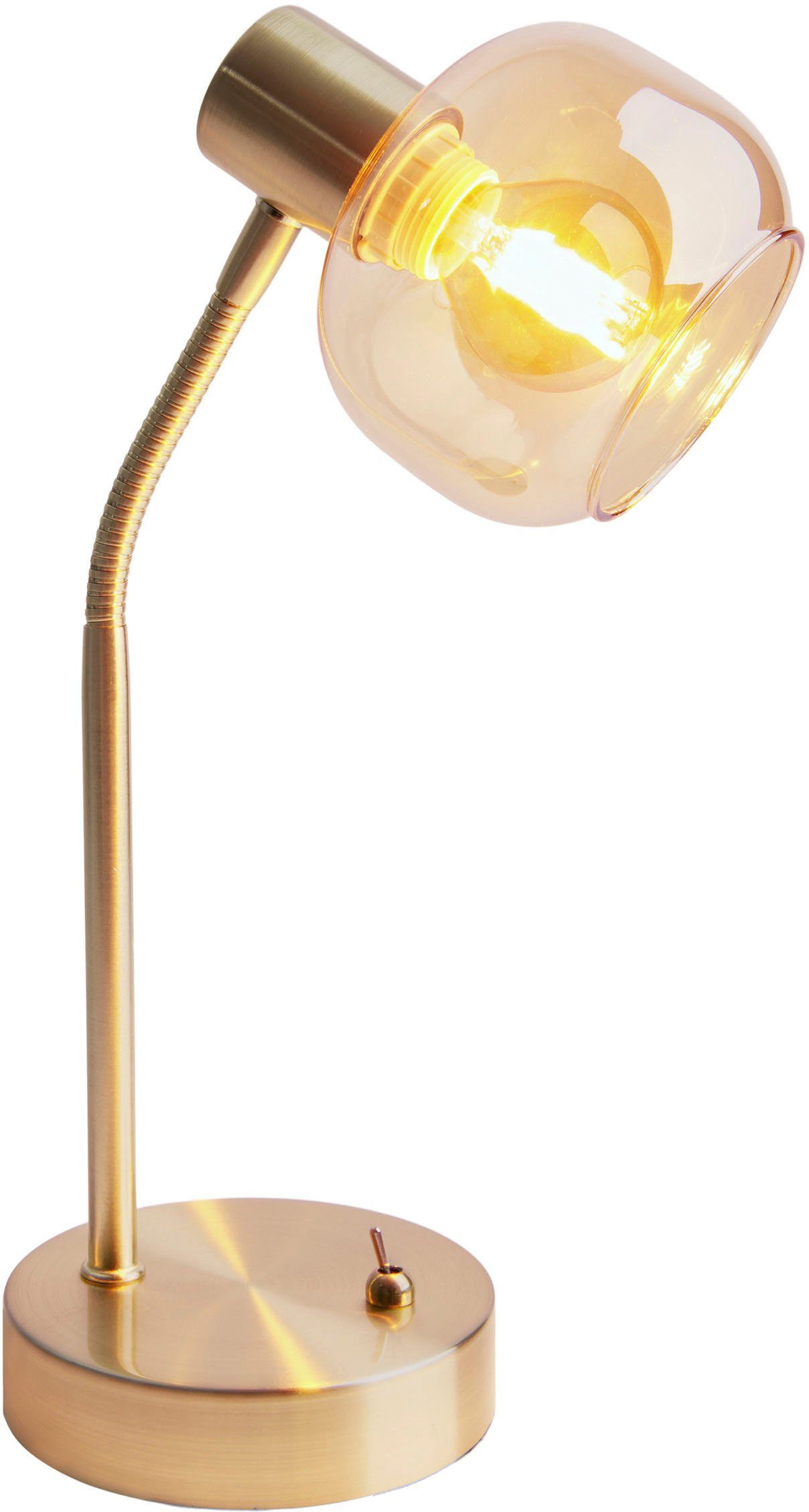 1flg. ohne Leuchtmittel, getönt excl. Glasschirm flexibel in amber 1xE14 Libby, näve Tischleuchte verstellbar