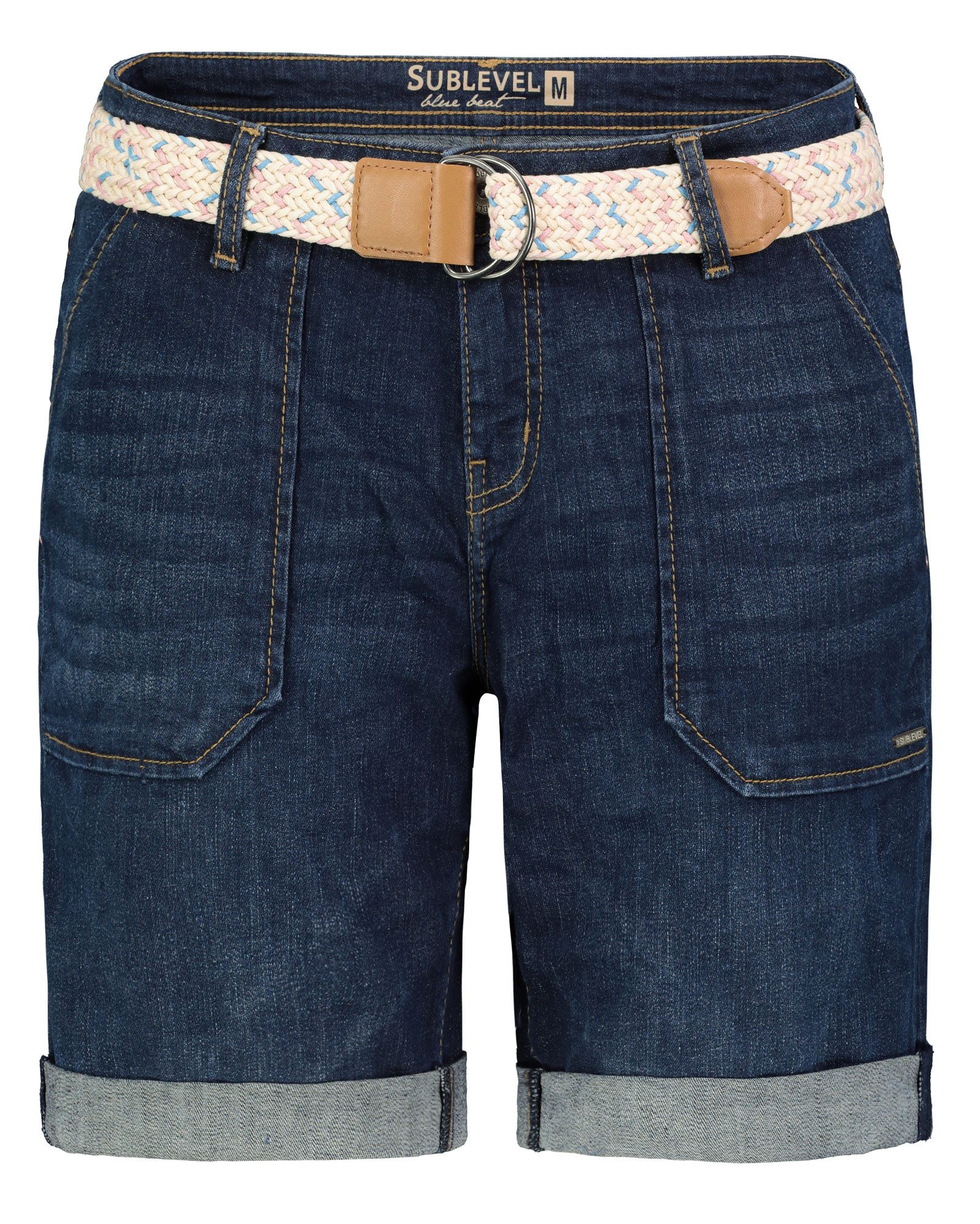SUBLEVEL Shorts Damen Jeans Bermudas kurze Hose Baumwolle Sommer Stoff