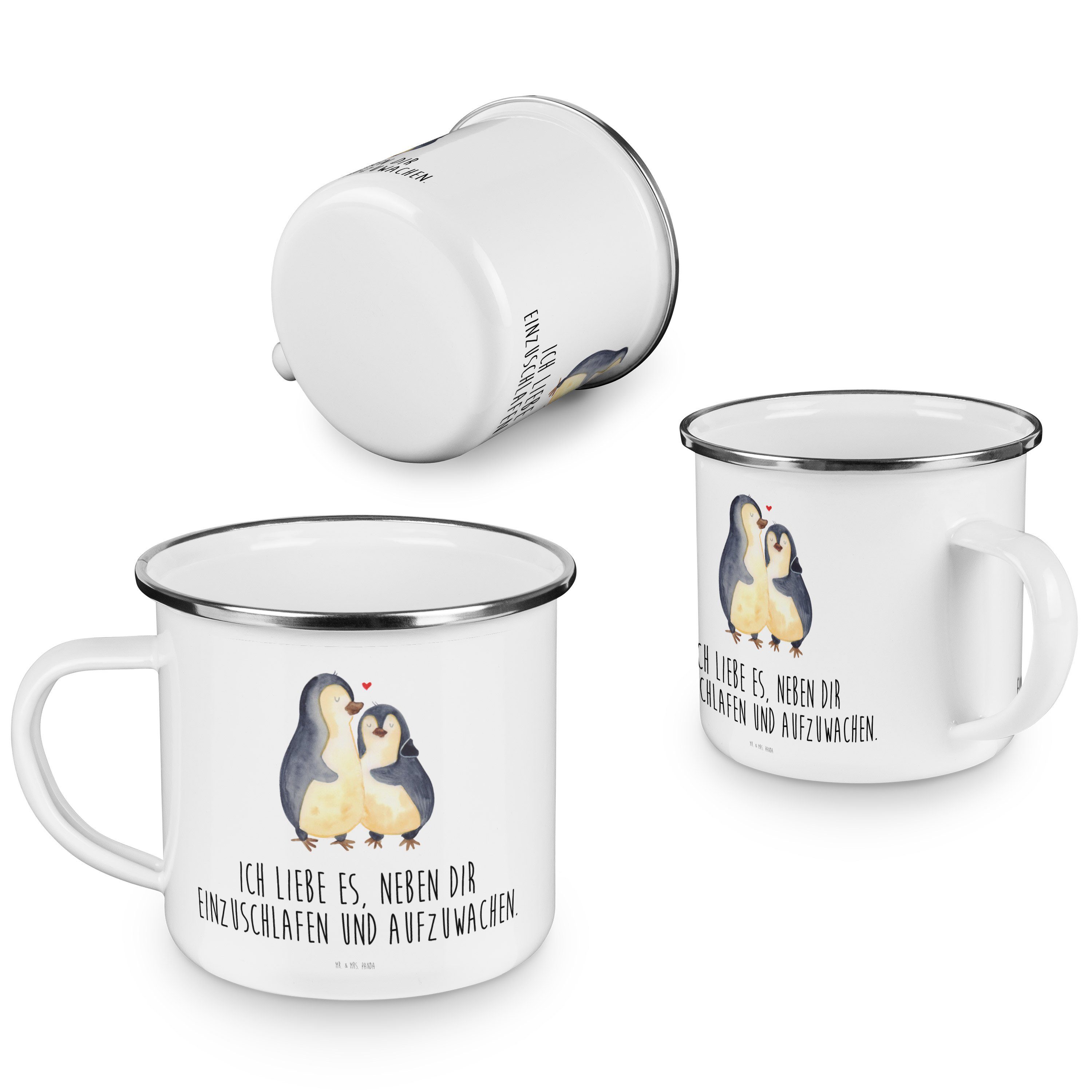 - Einschlafen Mrs. & Weiß Ehemann, Ehefrau, Mr. Becher Panda Pinguine Campingtass, - Geschenk, Emaille
