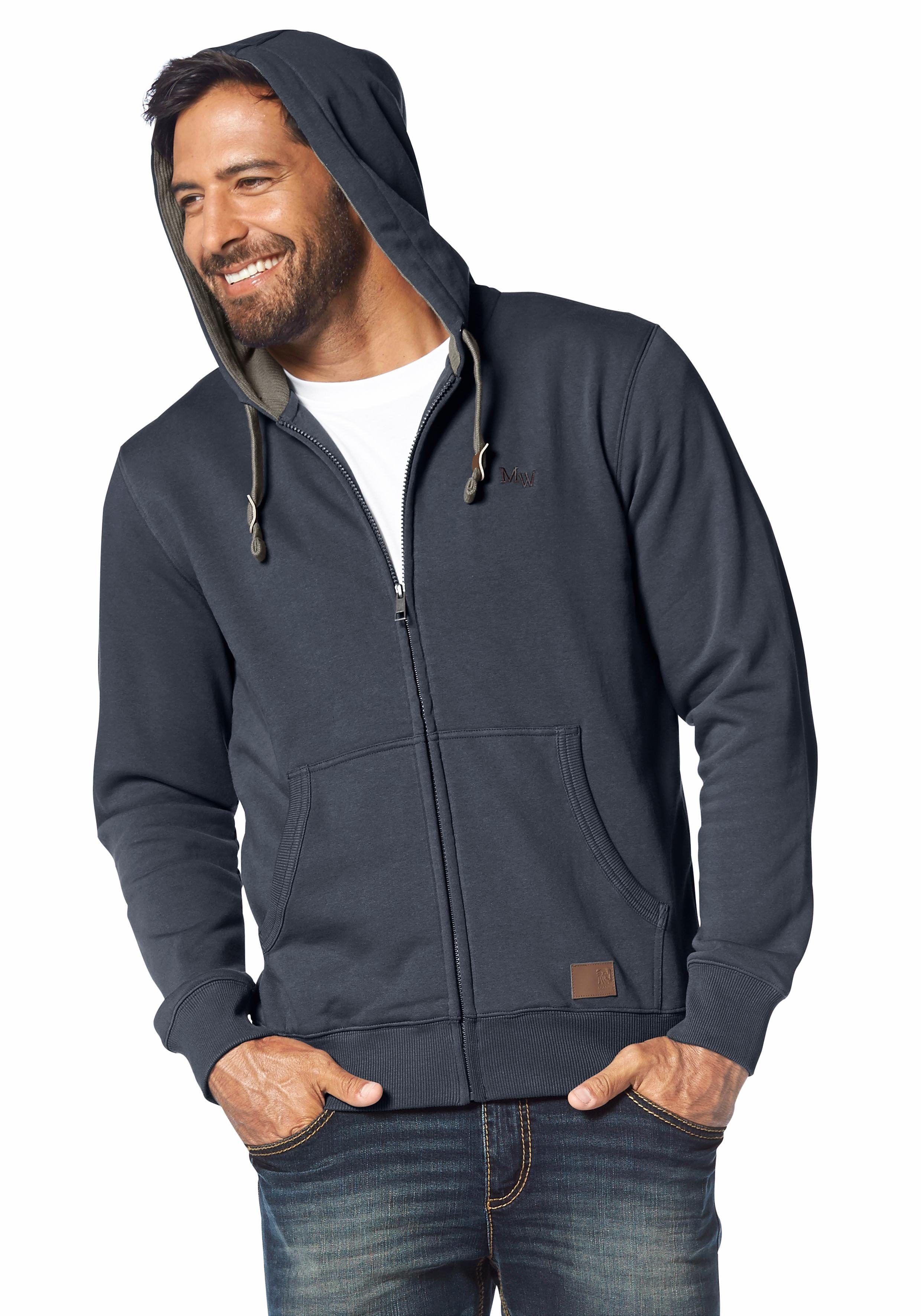 Man's World Kapuzensweatjacke mit kontrastfarbigem Innenfutter