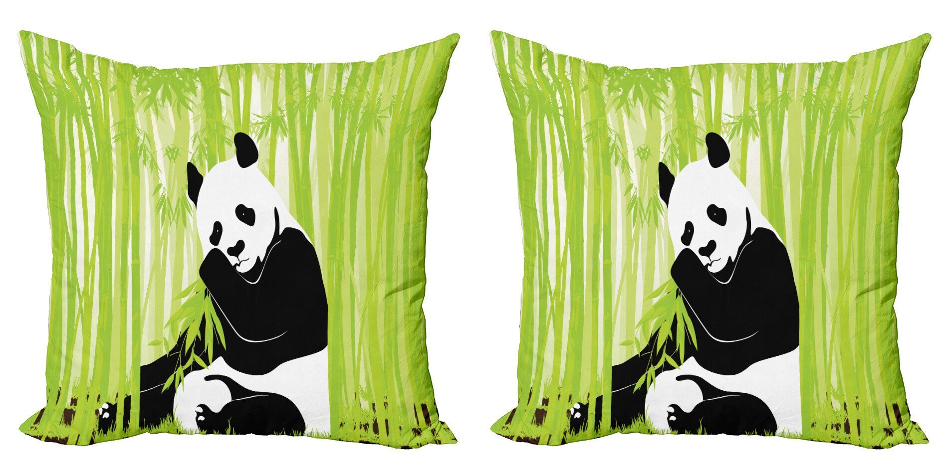 Kissenbezüge Modern Accent Doppelseitiger Digitaldruck, Abakuhaus (2 Stück), Tier Panda im Bambuswald