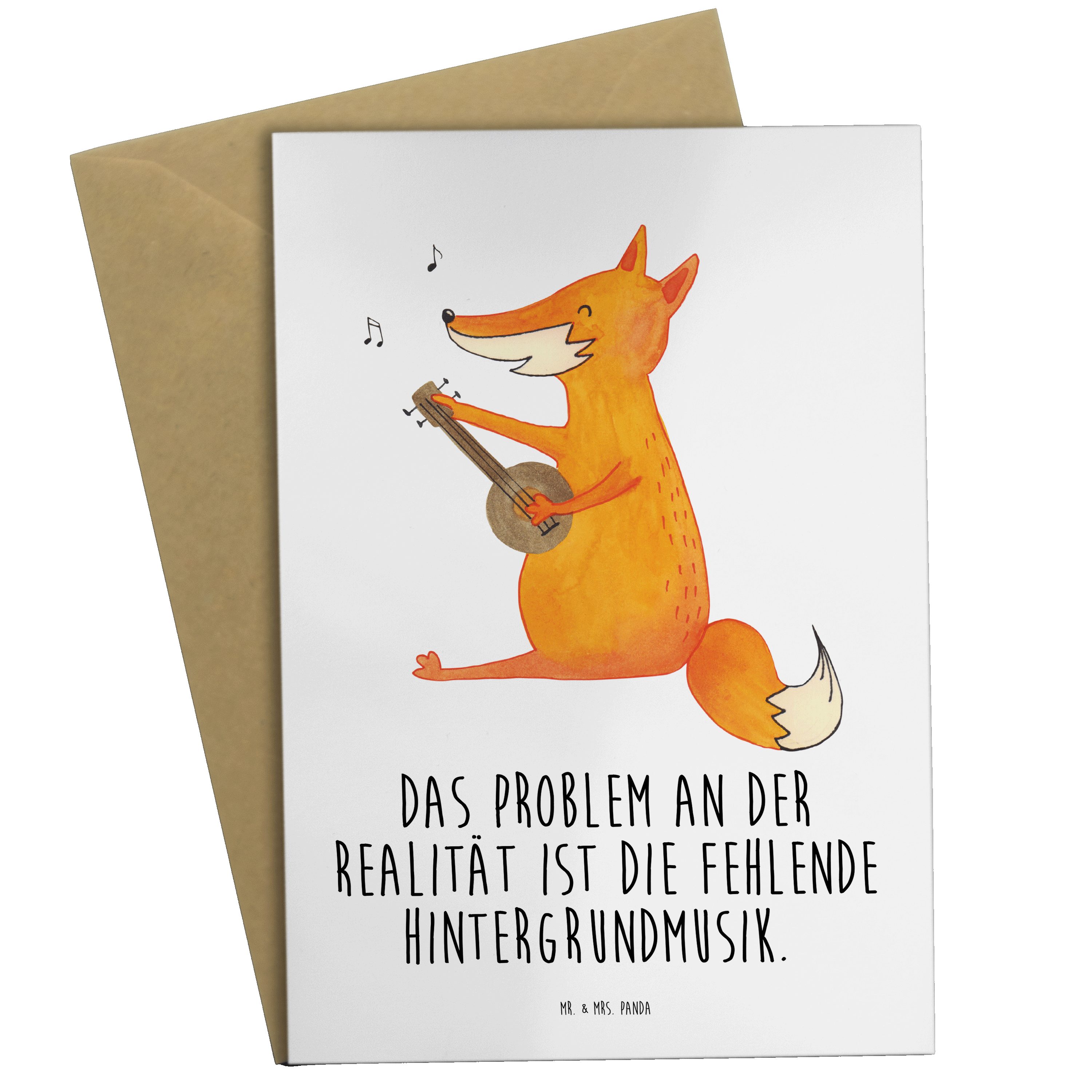 Mr. & Geburtstagskarte, Weiß Lagerf Fuchs Geschenk, Grußkarte Klappkarte, - Panda Gitarre Mrs. 
