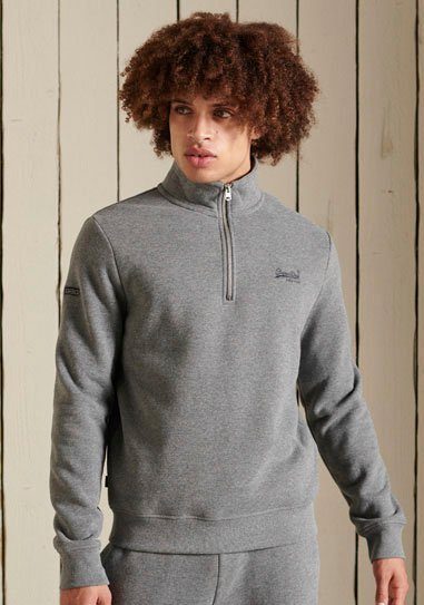 Superdry Sweatshirt VINTAGE LOGO EMB ZIP HENLEY rich charcoal