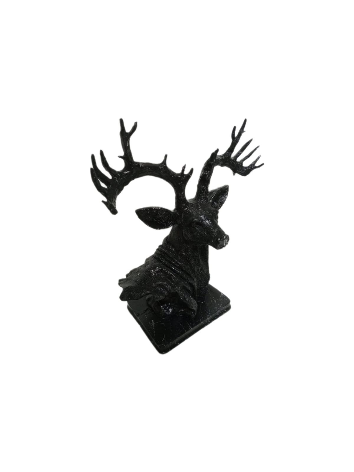Schwarz Polyresin Dekofigur Marmoroptik, Dekofigur Hirsch Skulptur aus moebel17