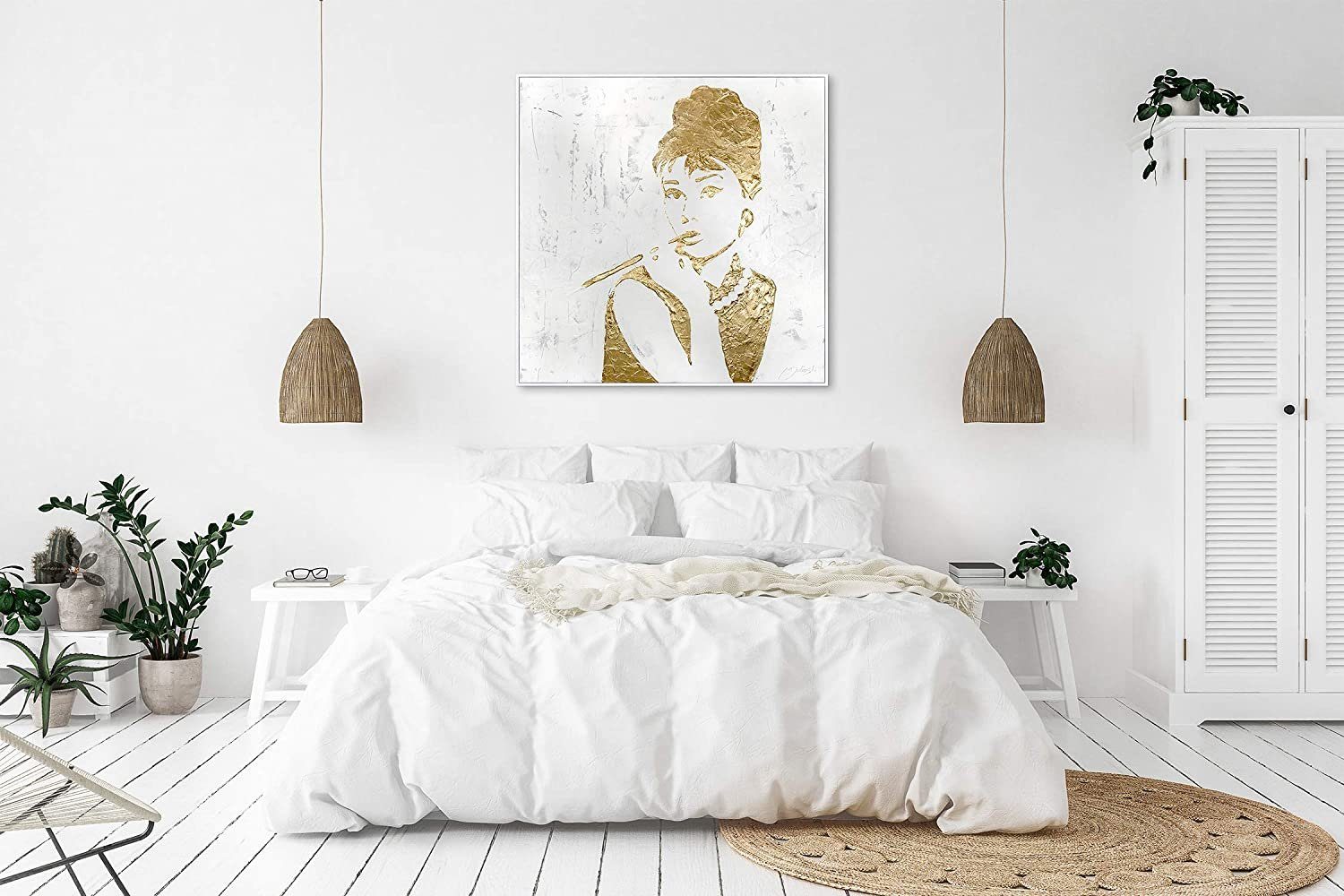Leinwand Audrey, Bild Audrey Abstraktes YS-Art Handgemalt Rahmen mit Hepburn Gold Menschen, Gemälde