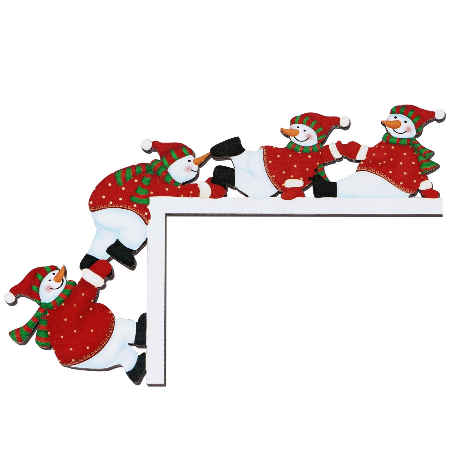 FOUORTUNATE-BEE Dekoobjekt Türrahmen Weihnachtsdeko aus Holz (mit Klebeband, kreative Weihnachtseck-Deko mit Elch, Weihnachtsmann und Geschenken, Türdeko für Wände, Türen und Fenster)