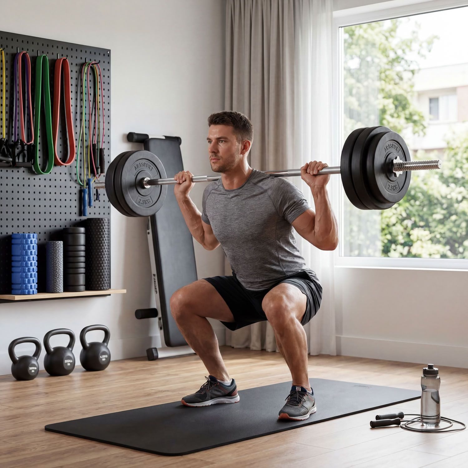 ArtSport Hantel-Set 3in1, Komplettset, 60 kg Gewichte, rutschfeste Griffe, Sternverschlüsse