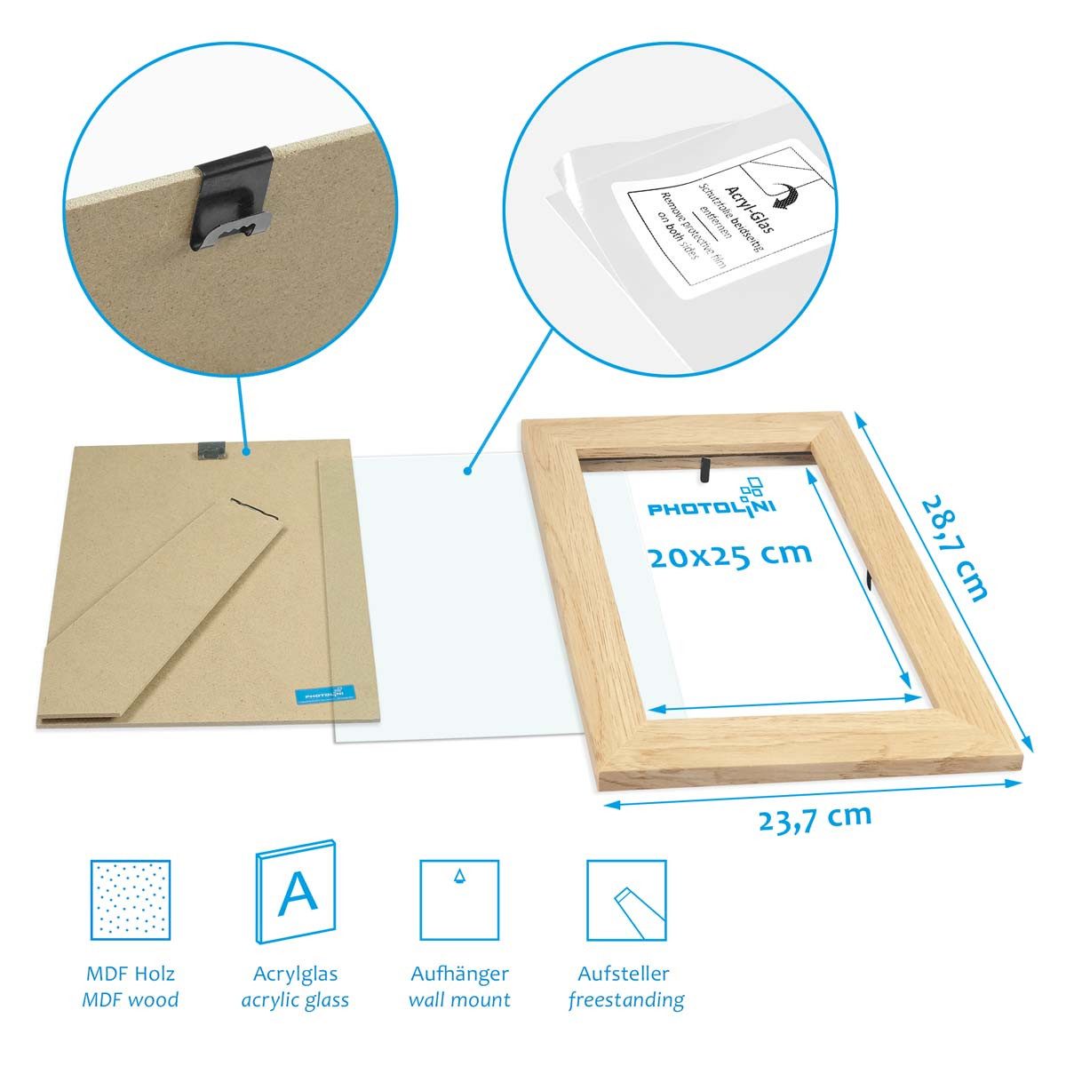 PHOTOLINI Bilderrahmen 10er Set Big Pack, breite Rahmen mit bruchsicherem Acrylglas, für 10 Bilder (10er Set), im modernen Stil für Ihre stilvolle Wanddekoration für Fotos & Poster