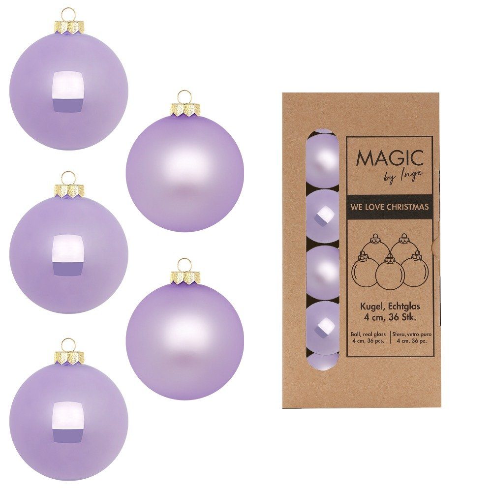 MAGIC by Inge Weihnachtsbaumkugel, Weihnachtskugeln Glas 4cm 36 Stück - Lilac Breeze