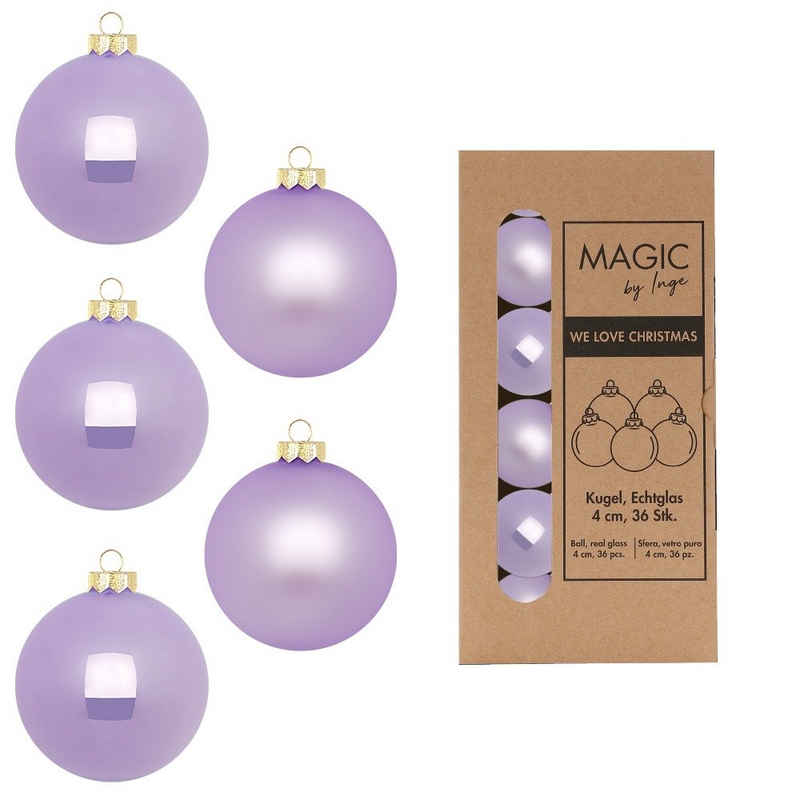 MAGIC by Inge Weihnachtsbaumkugel, Weihnachtskugeln Glas 4cm 36 Stück - Lilac Breeze