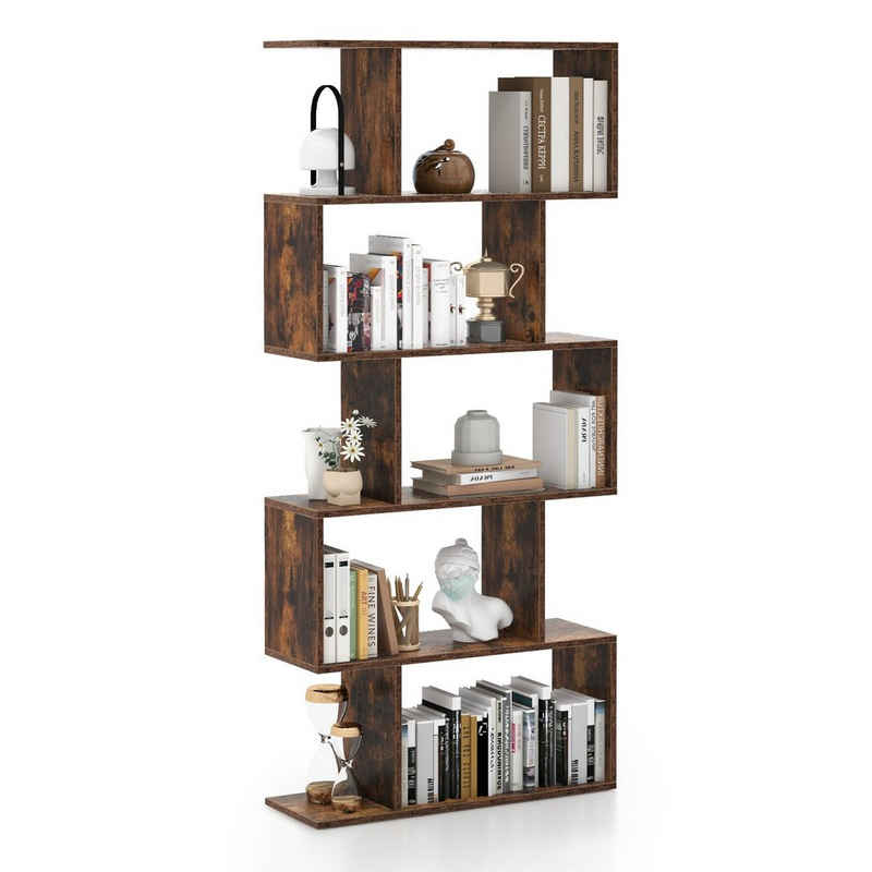 COSTWAY Bücherregal, Raumteiler mit 5 Ebenen, 70 x 23,5 x 158 cm