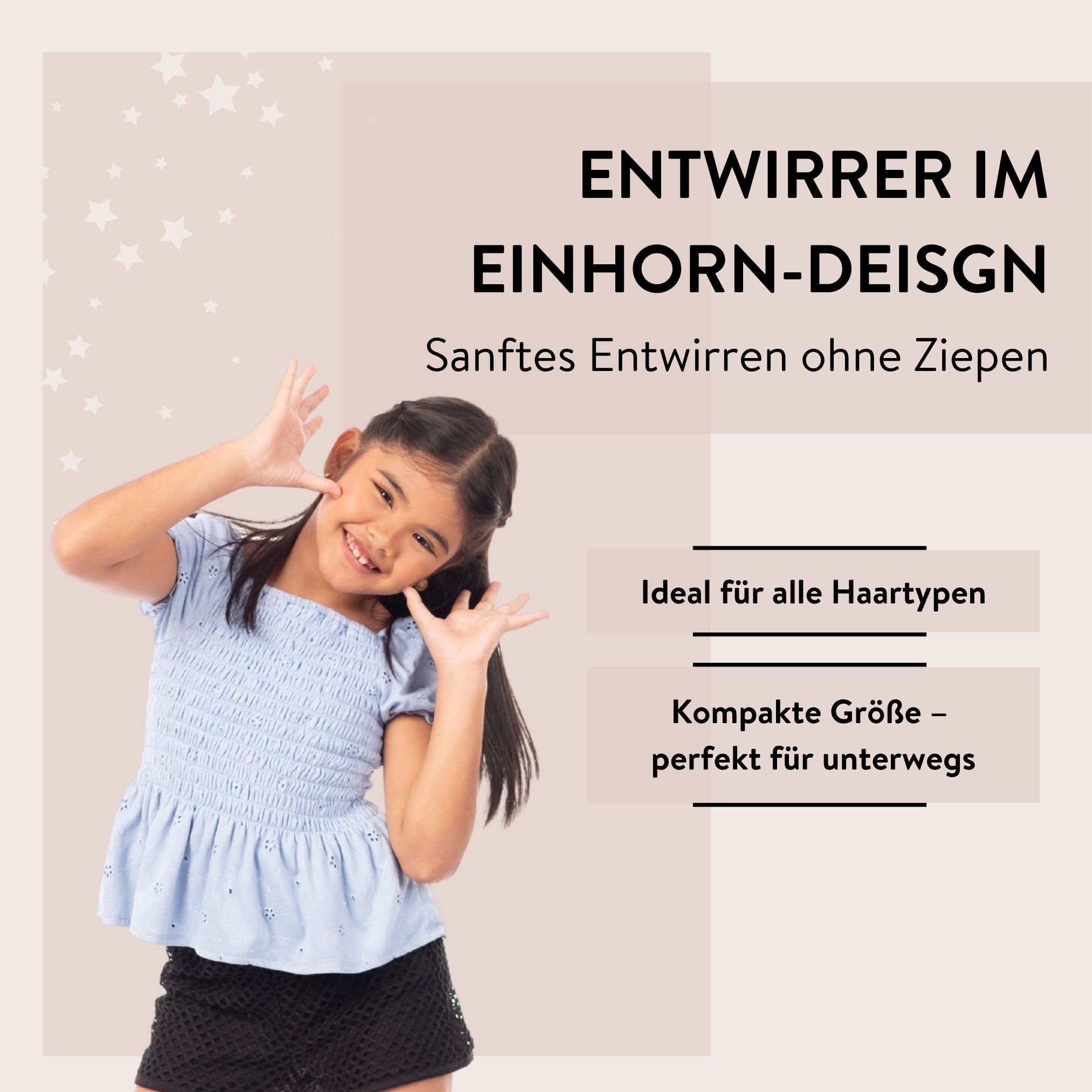 PARSA Beauty Haarbürste Kids Entwirrer Bürste Einhorn Regenbogen, 4-stufiges Entwirrsystem