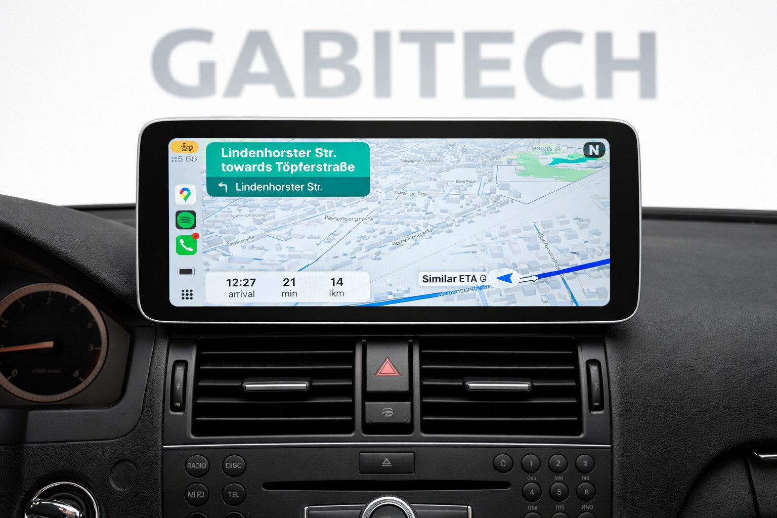GABITECH Für MERCEDES BENZ C klasse W204 NTG4.0 10.3" Android 14 Autoradio GPS Einbau-Navigationsgerät (10.3 zoll. Baujahr 2007-2010. Drahtlos Carplay und Android Auto)