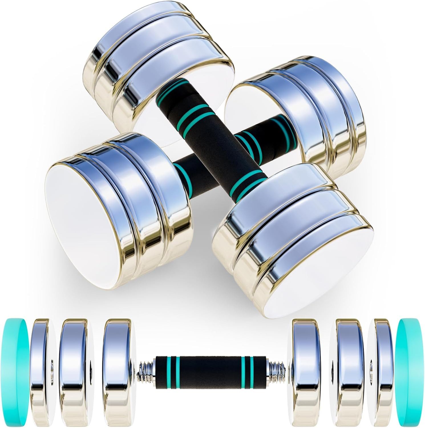 TLGREEN Hantel-Set Stahl Kurzhanteln, (Hantel 2er Set Ultrakompakte Einstellbare Hanteln, mit Schaumstoff-Griff - Fitness Hanteln für Zuhause)