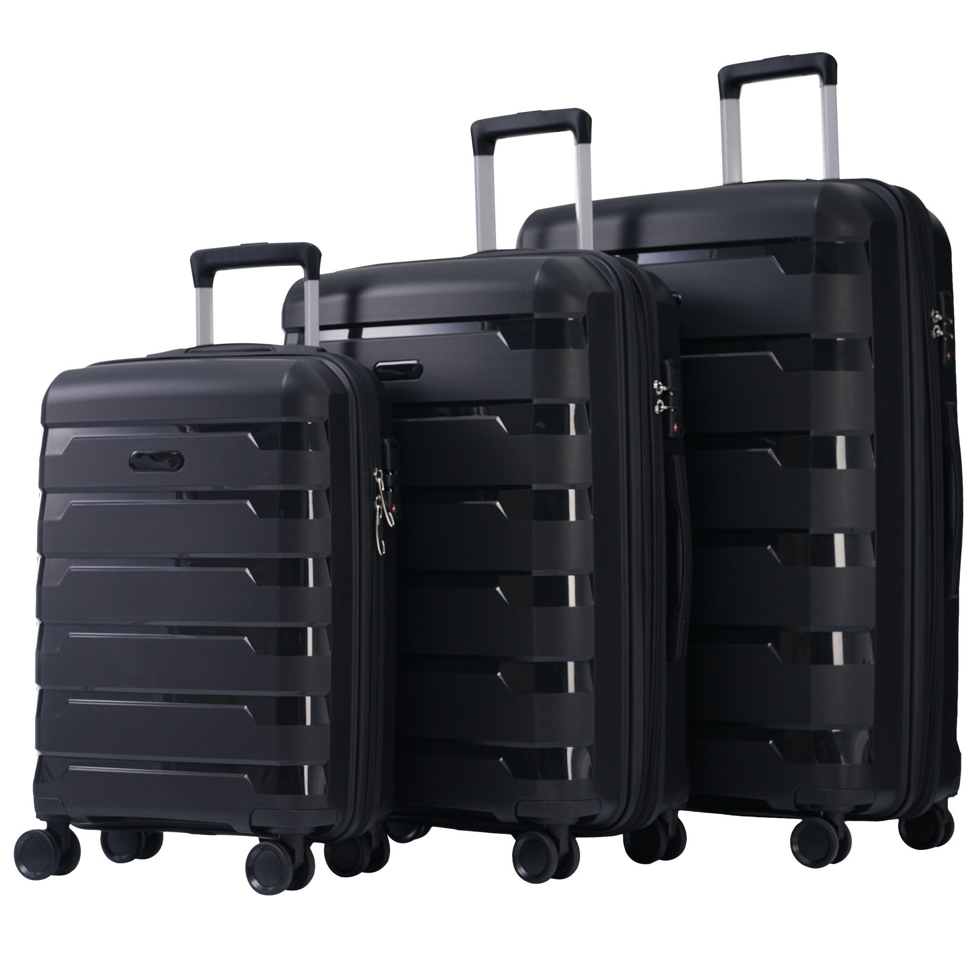 Blusmart Kofferset 3-teiliges M-L-XL-Koffer, 4 Rollen, (Robust, leicht und stilvoll, 3 tlg., Hartschalentrolley Reisekoffer), Universal- und Doppelrädern sowie TSA-Schlössern
