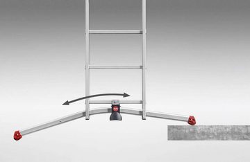 Hailo Trittleiter ProfiLOT Aluminium-Teleskopleiter + Einhängetritt, Kombi-Leiter (Set, gratis Einhängetritt), mit bis zu 150 kg belastbar, Rasthaken mit Transportsicherung