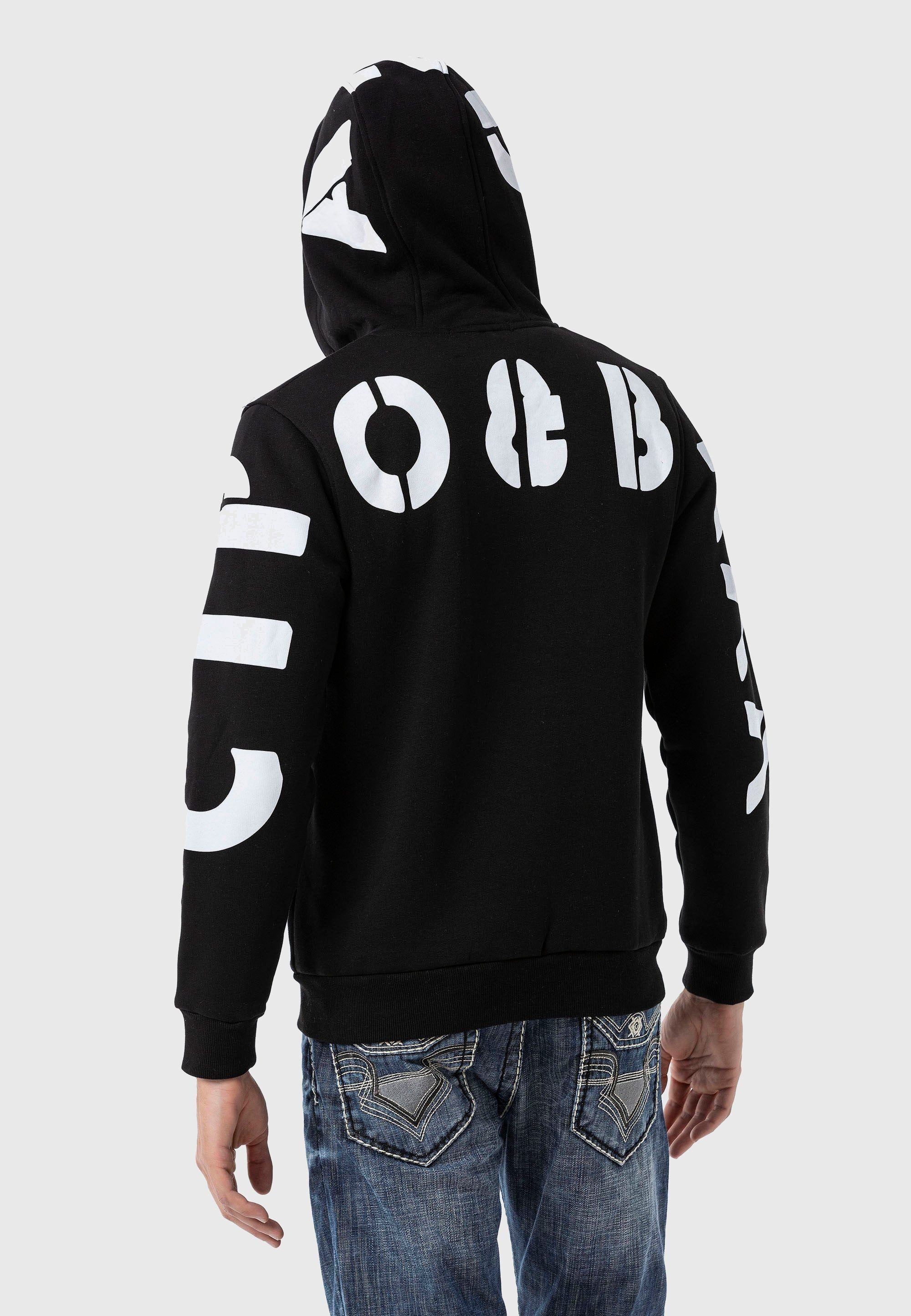 Cipo & Baxx Strickjacke Sweatjacken (1-tlg) mit Ärmel- und Rückenprint