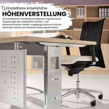 bümö Schreibtisch Serie-F - Arbeitshöhe: höhenverstellbar, Rechteck: 200 x 100 cm - Dekor: Nussbaum - Gestell: Silber