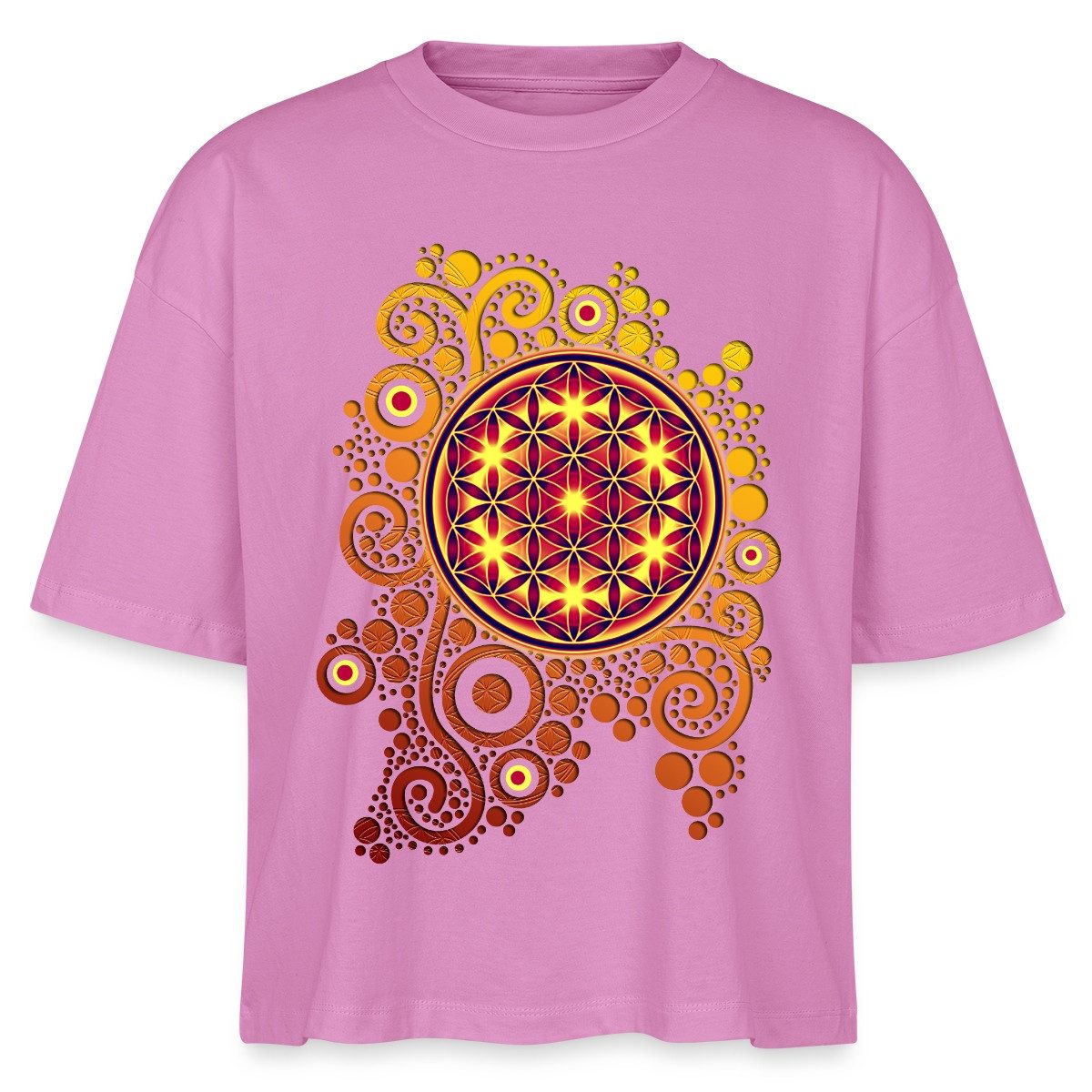 T-Shirt Blume des Lebens Boxy Shirt Damen