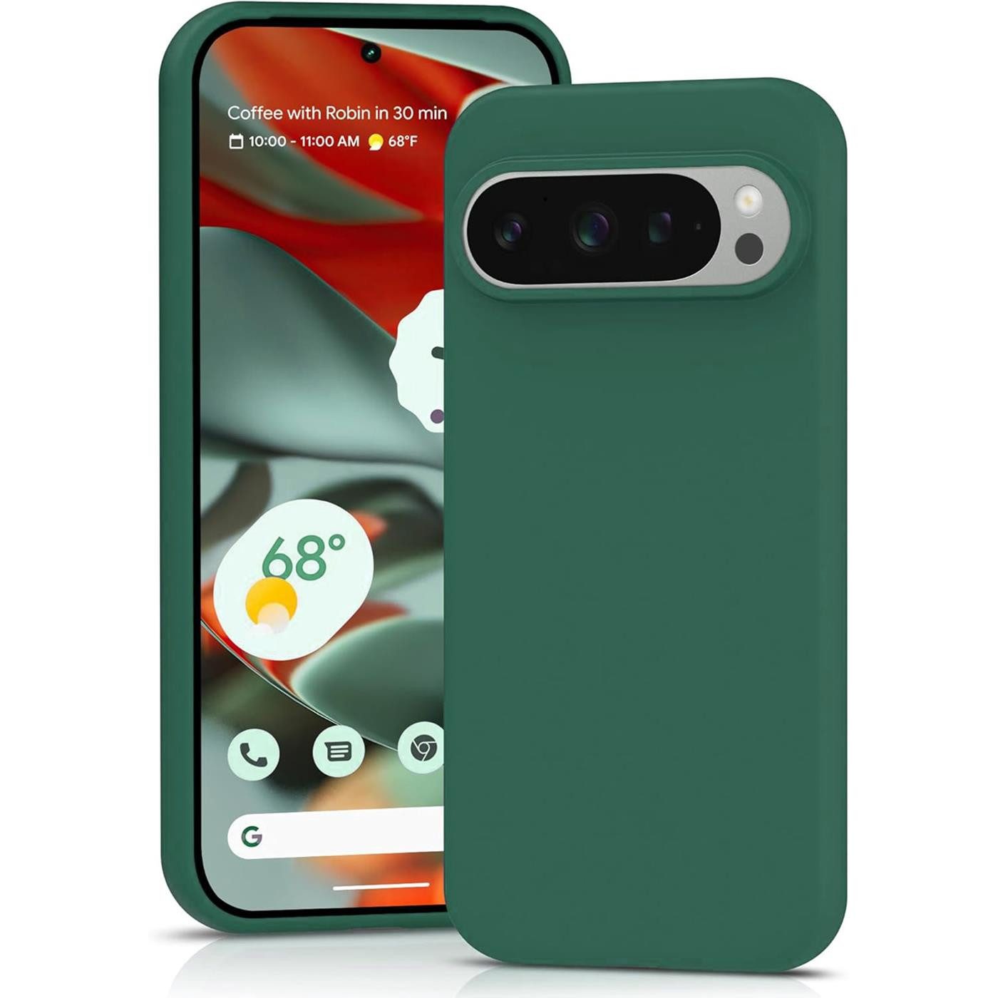 CoolGadget Handyhülle Silikon Case für das Google Pixel 9 Pro Slim TPU Cover 6,3 Zoll, Weiche Schutz Hülle mit Innen Fleece aus Stoff Handy Tasche