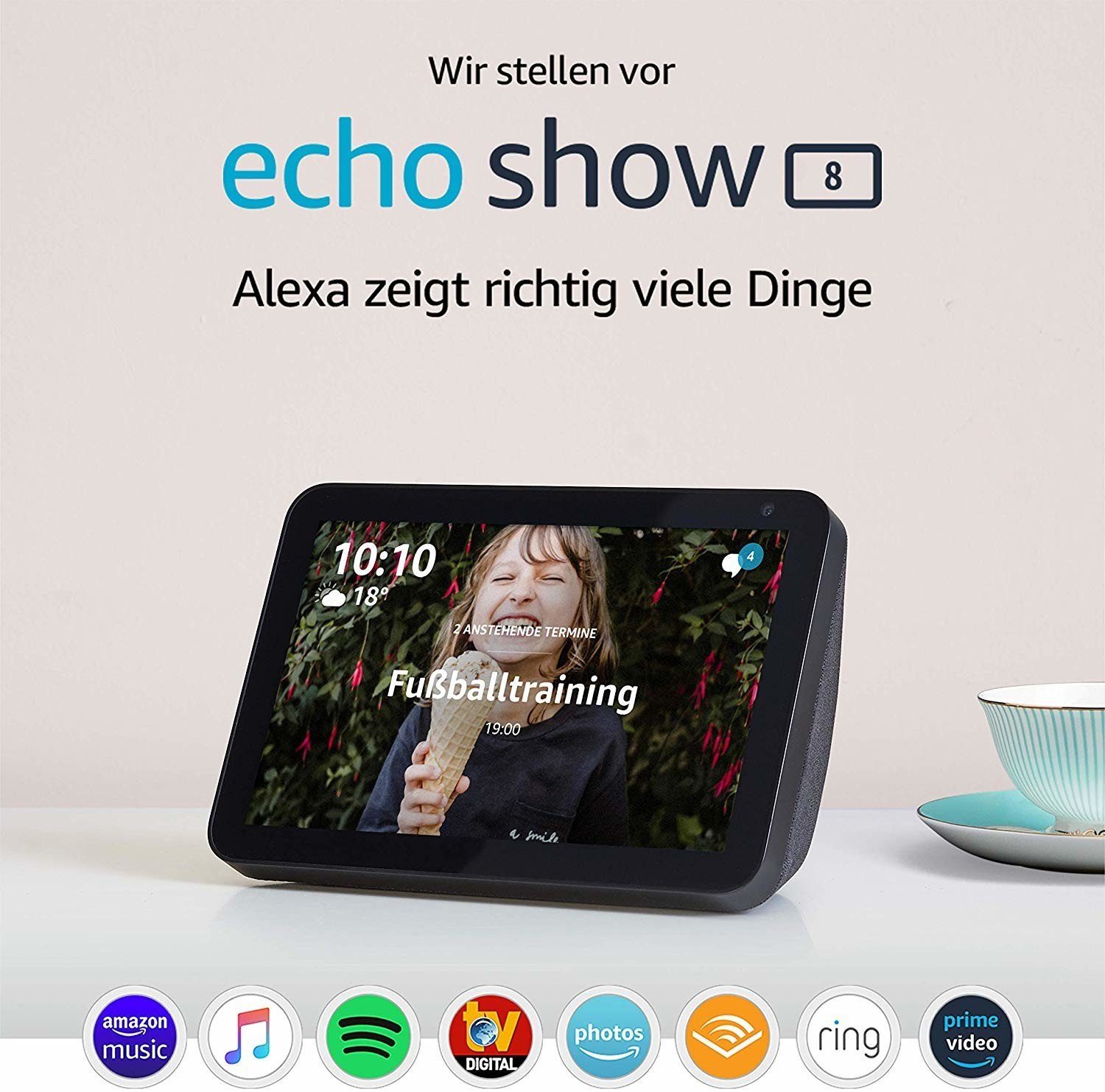 Bildschirm Streaming-Box Home Alexa Smart Echo Sprachsteuerung schwarz Hub Amazon 8 Show