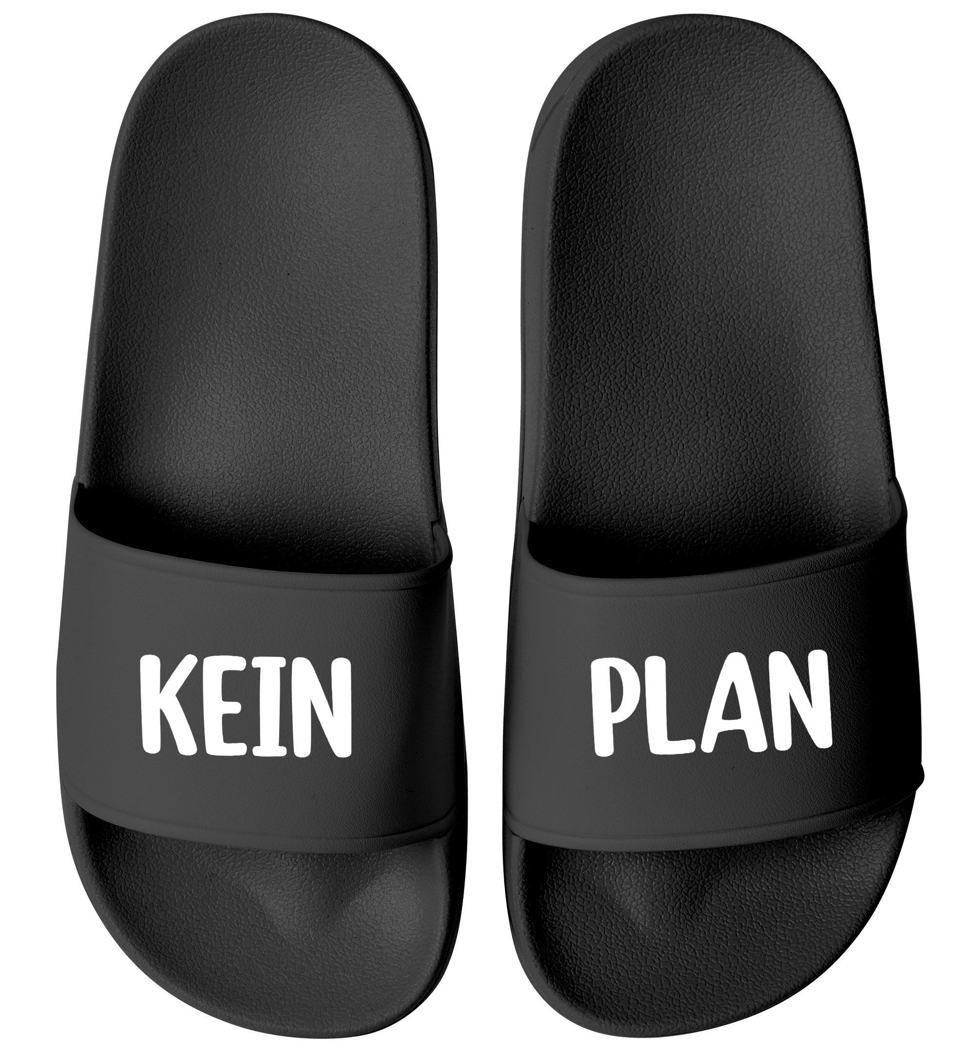 Badeschlappen Spruch Kein Plan Badelatschen Unisex mit Aufdruck Badesandale