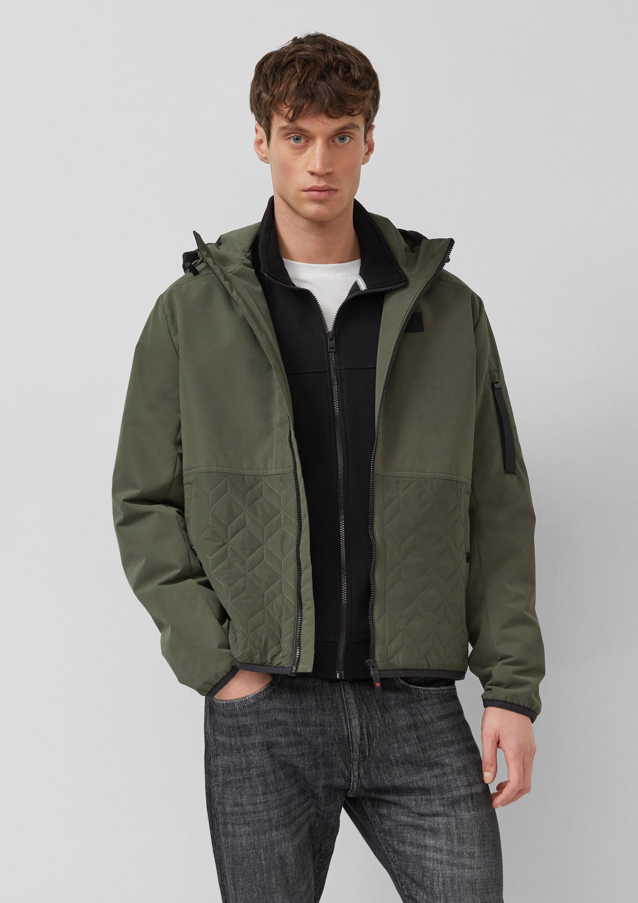 s.Oliver Funktionsjacke Outdoor-Jacke Sportive Jacke im Fabricmix mit verstellbarer Kapuze