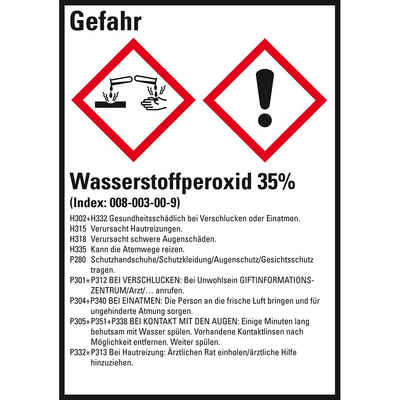 König Werbeanlagen Hinweisschild GHS-Etik. Wasserstoffperoxid 35%, gem.GefStoffV/GHS/CLP, Folie, 10/Bo