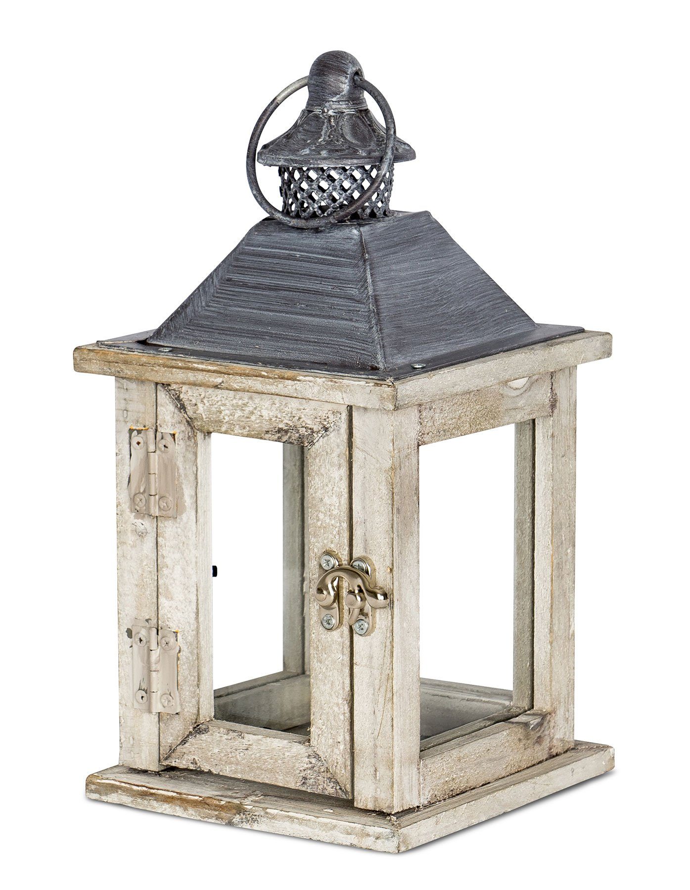 Levandeo® Kerzenlaterne, Laterne Holz 27x13x13cm Metall günstig online kaufen