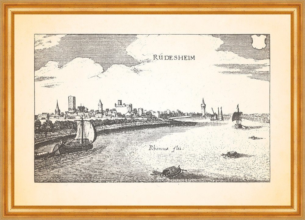 Kunstdruck Rüdesheim Weinstadt Niederwalddenkmal Drossel Klunkhardshof Merian 009