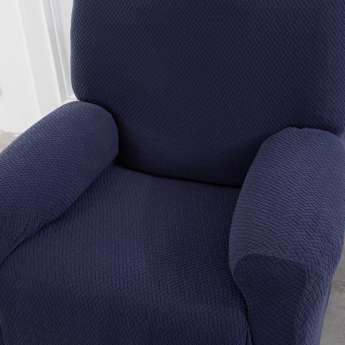 Rosnek, für Sesselhusse Sessel, Strukturoptik mit Komplett Stretchhusse, Blau Relaxsessel Sesselbezug Liege