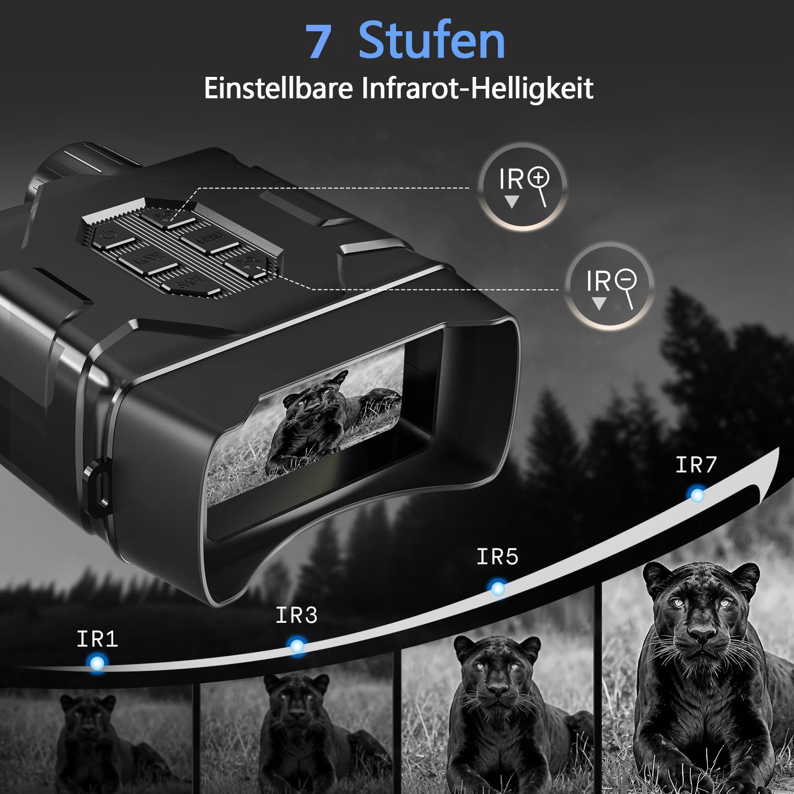Tekoo Nachtsichtgerät Digitales Nachtsichtgerät 5K Video & 52MP, 800m Sicht, WLAN, 64GB, 5K Ultra HD Videoaufnahme & 52MP Fotos, App-Steuerung