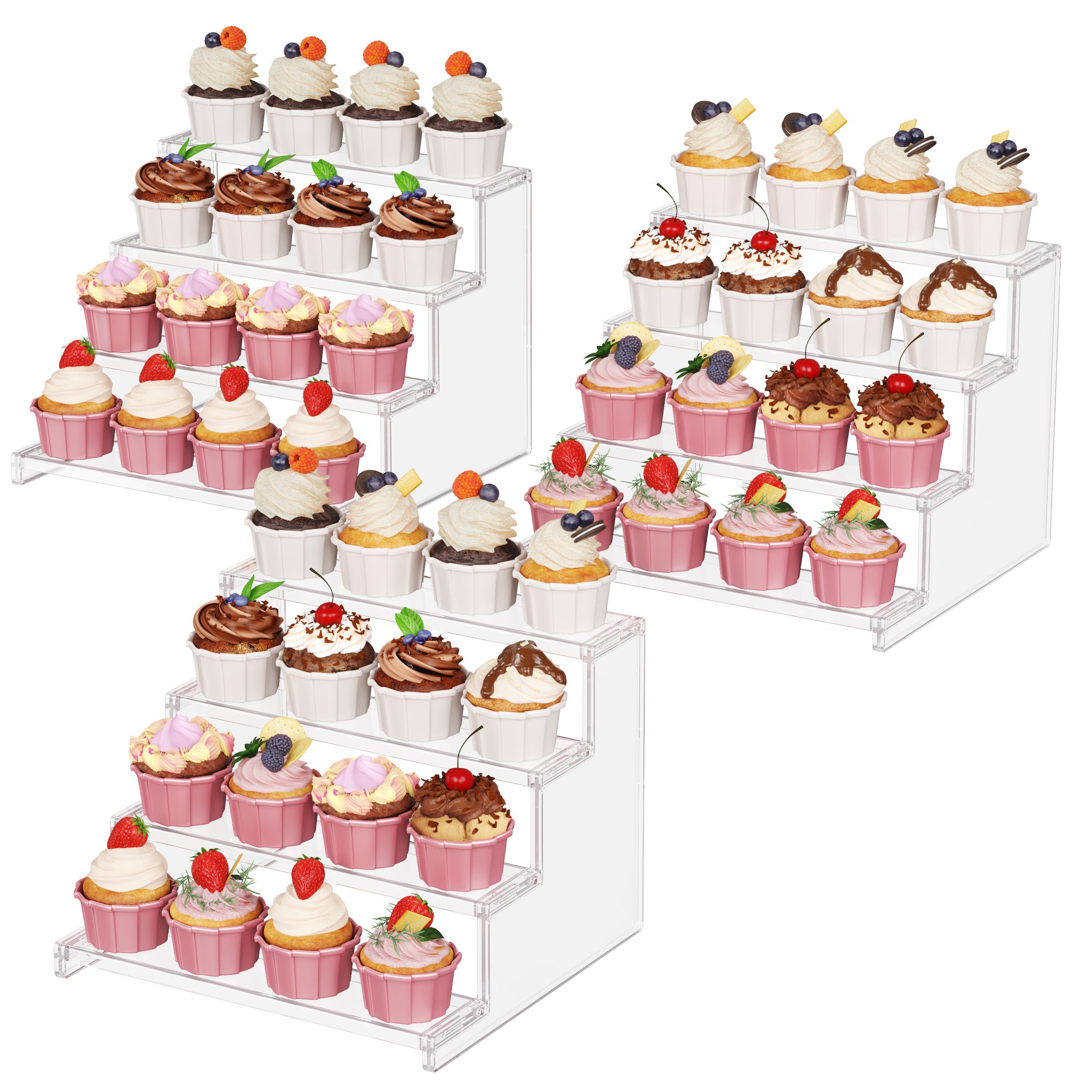 Lifewit Ablageregal Cupcake Display Ständer Kunststoffständer für Muffin Dessert donut, 3-tlg.