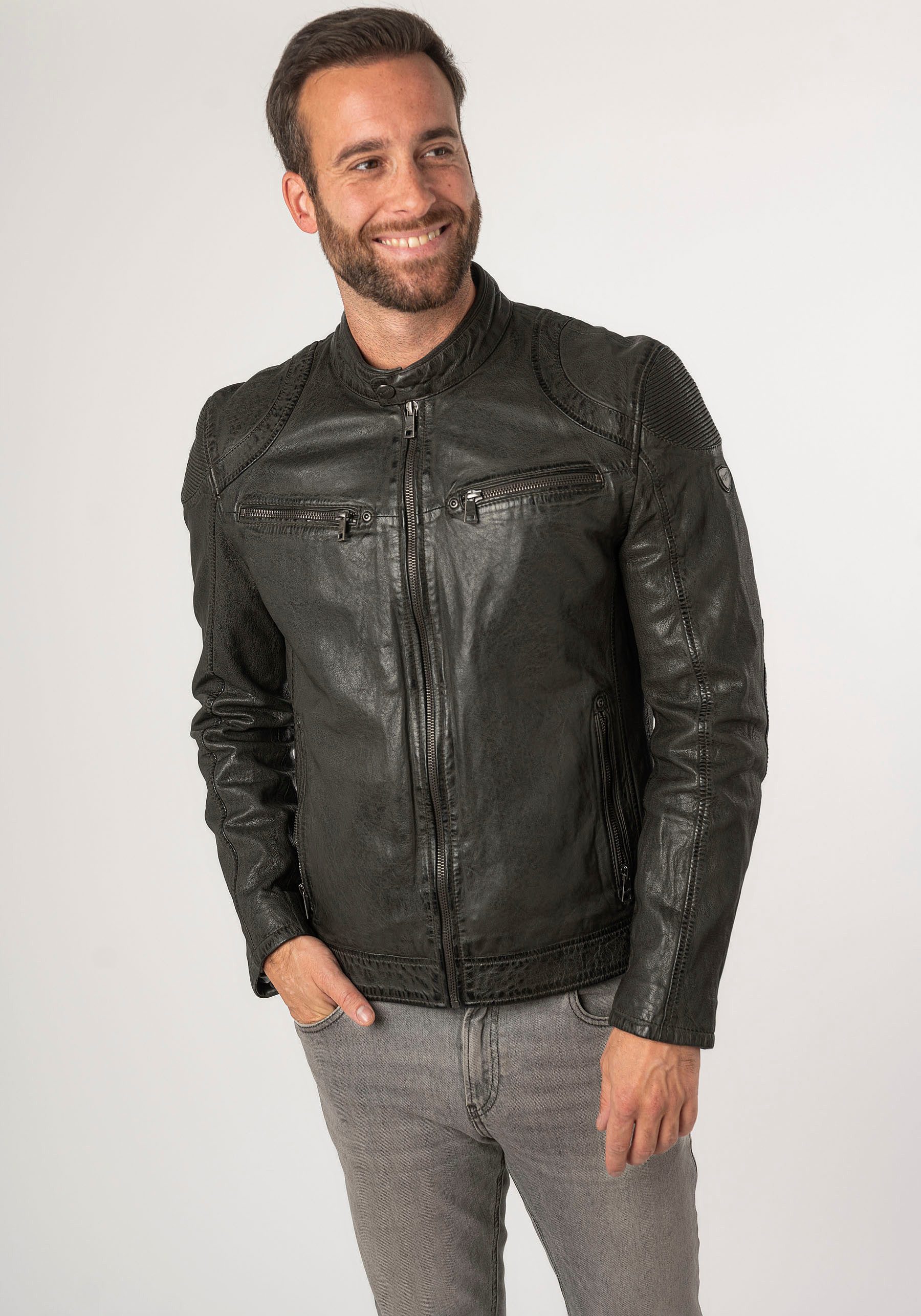 Mauritius Lederjacke MMCollins mti Reißverschluss, Stehkragen, günstig online kaufen