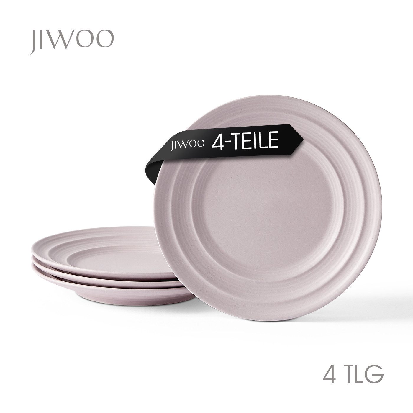 JIWOO Teller 4er Ø21,4cm, Salatteller Frühstücksteller Pastateller Dessertteller, (4 St), Keramik Hochwertiges Tellerset Lila Mikrowellen spülmaschinenfest