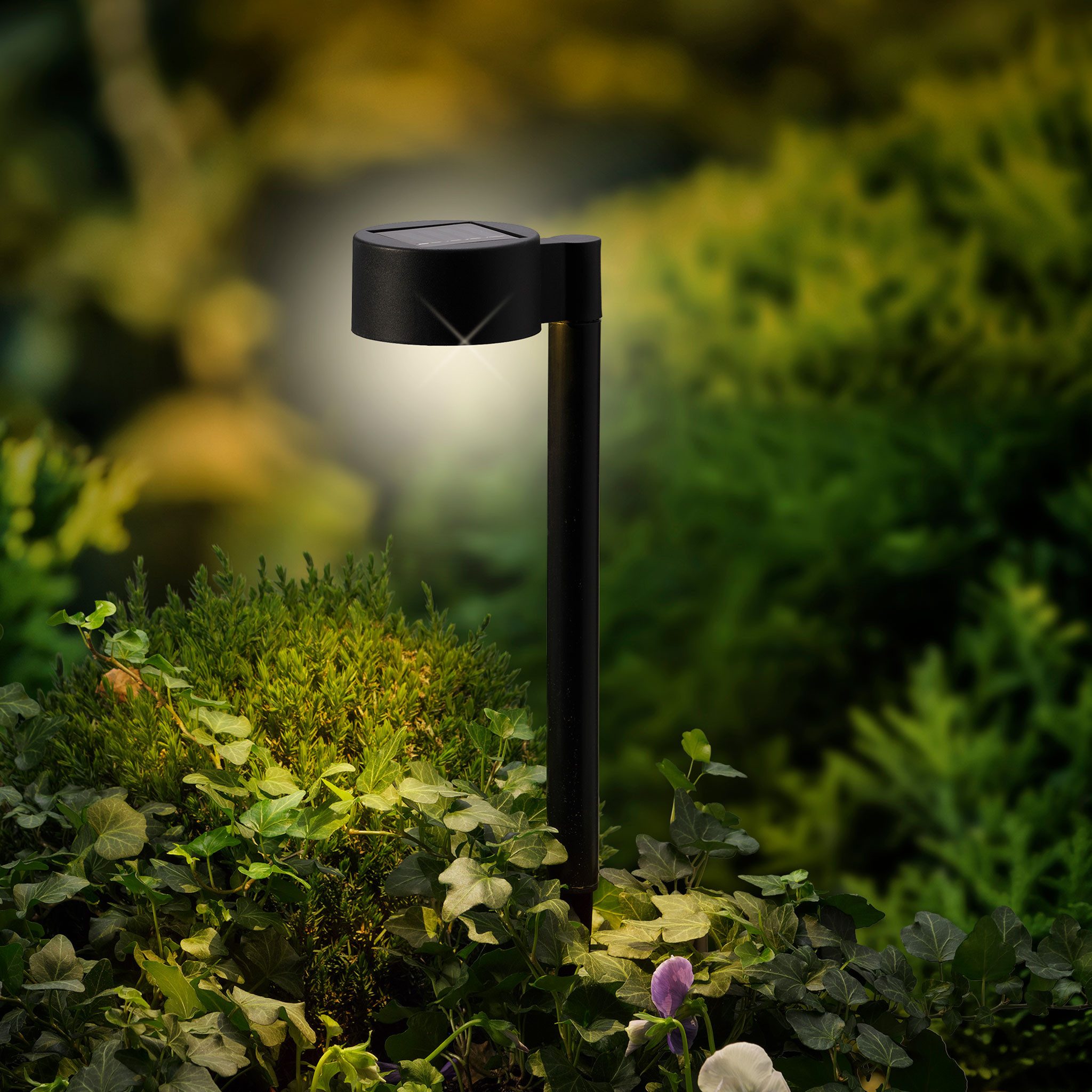 Lumineo LED Solarleuchte, Farbwechsel, warmweiß, LED Solar Außenleuchte 30cm Kunststoff Warmweiß