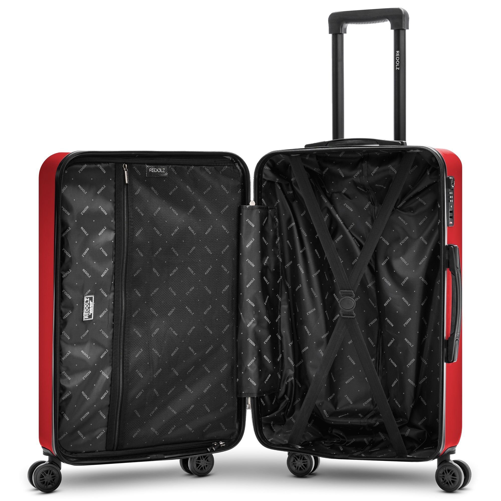 3 ABS 2 tlg), Rollen, 4 Trolleyset bright-red Essentials 09, (3-teilig, Redolz