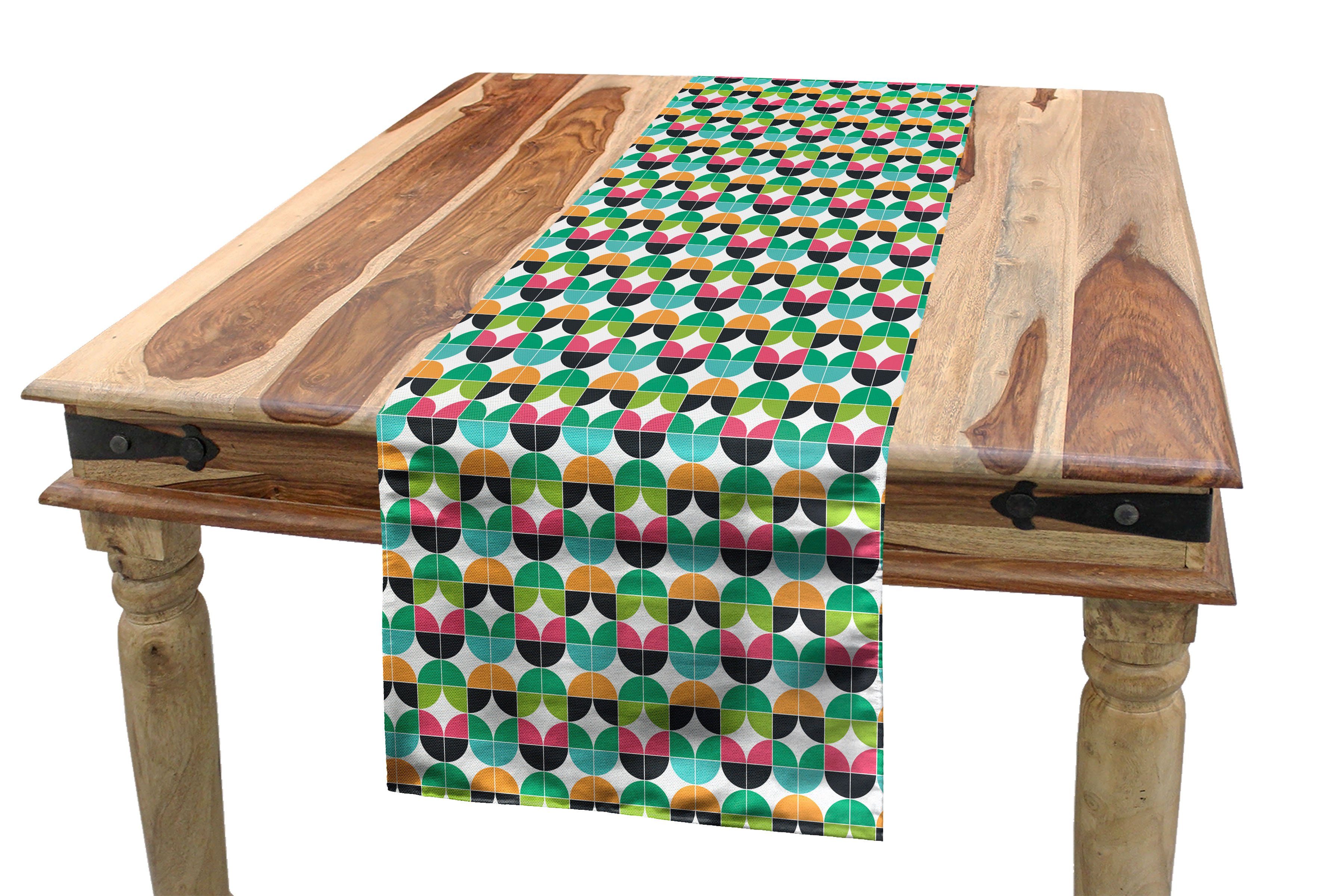 Abakuhaus Tischläufer Esszimmer Küche Rechteckiger Dekorativer Tischläufer, Bunt Geometrisches Blatt Art Motiv