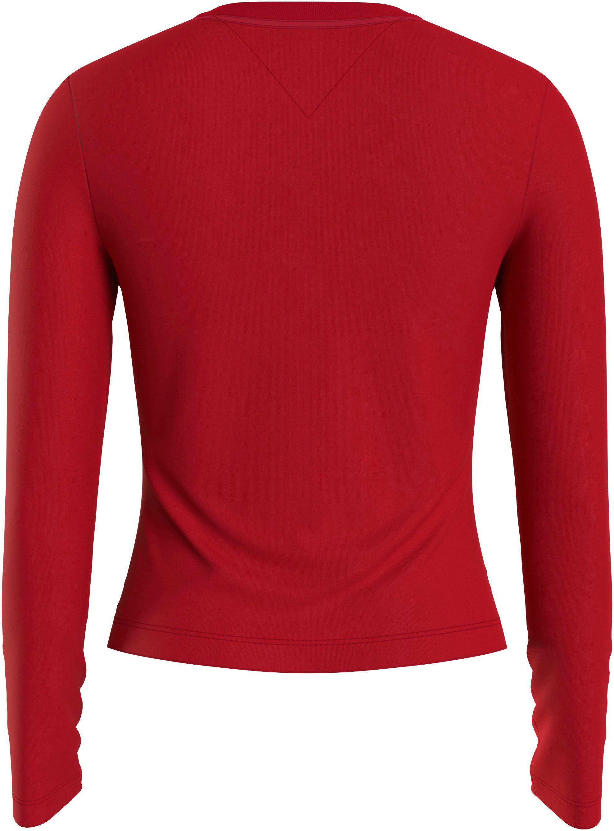 Tommy Longsleeve Shirt Slim Langarmshirt mit Deep_Crimson Linear Jeans Logostickerei